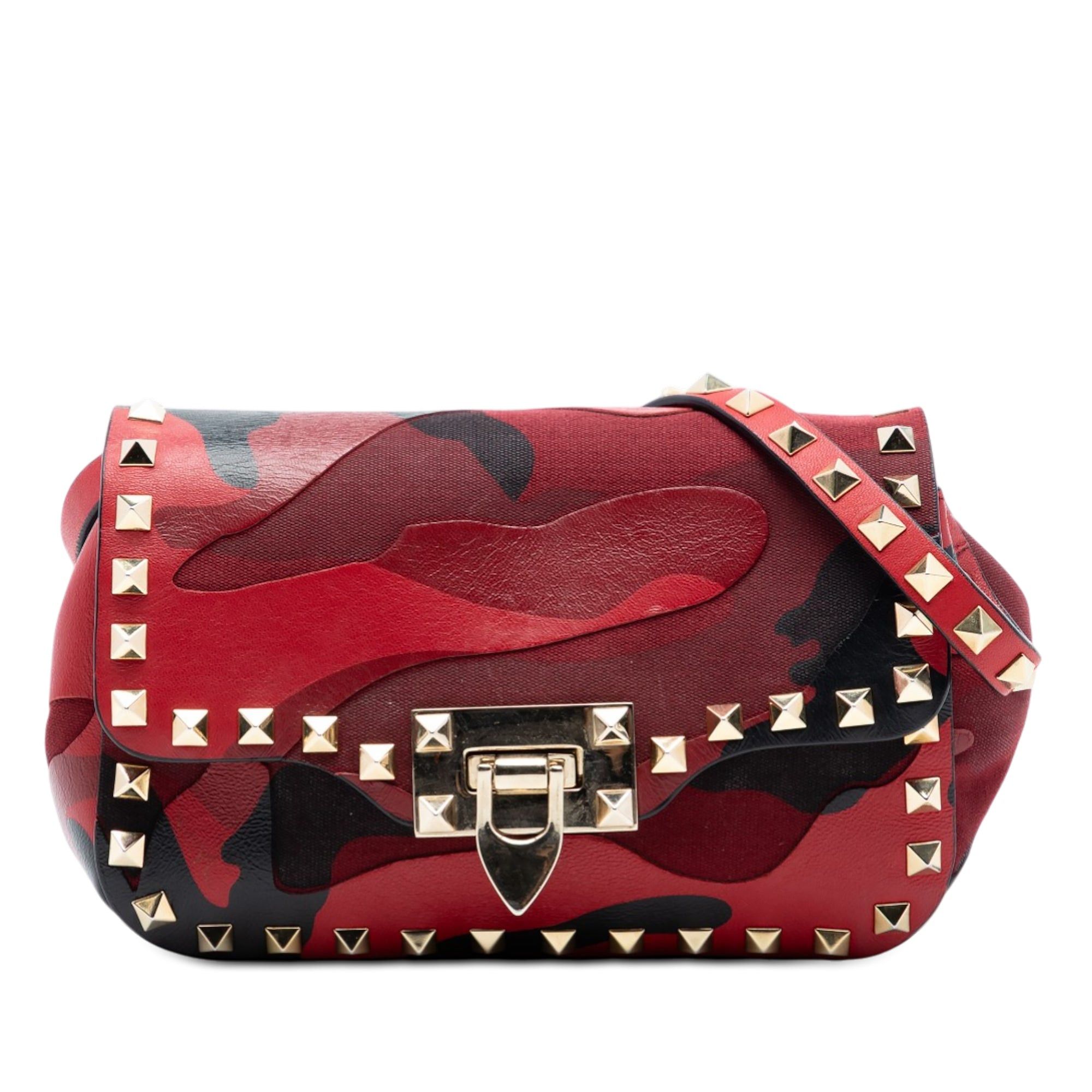 Valentino Mini Nappa and Canvas Camouflage Rockstud Flap Crossbody Size ONE SIZE - 1 Thumbnail