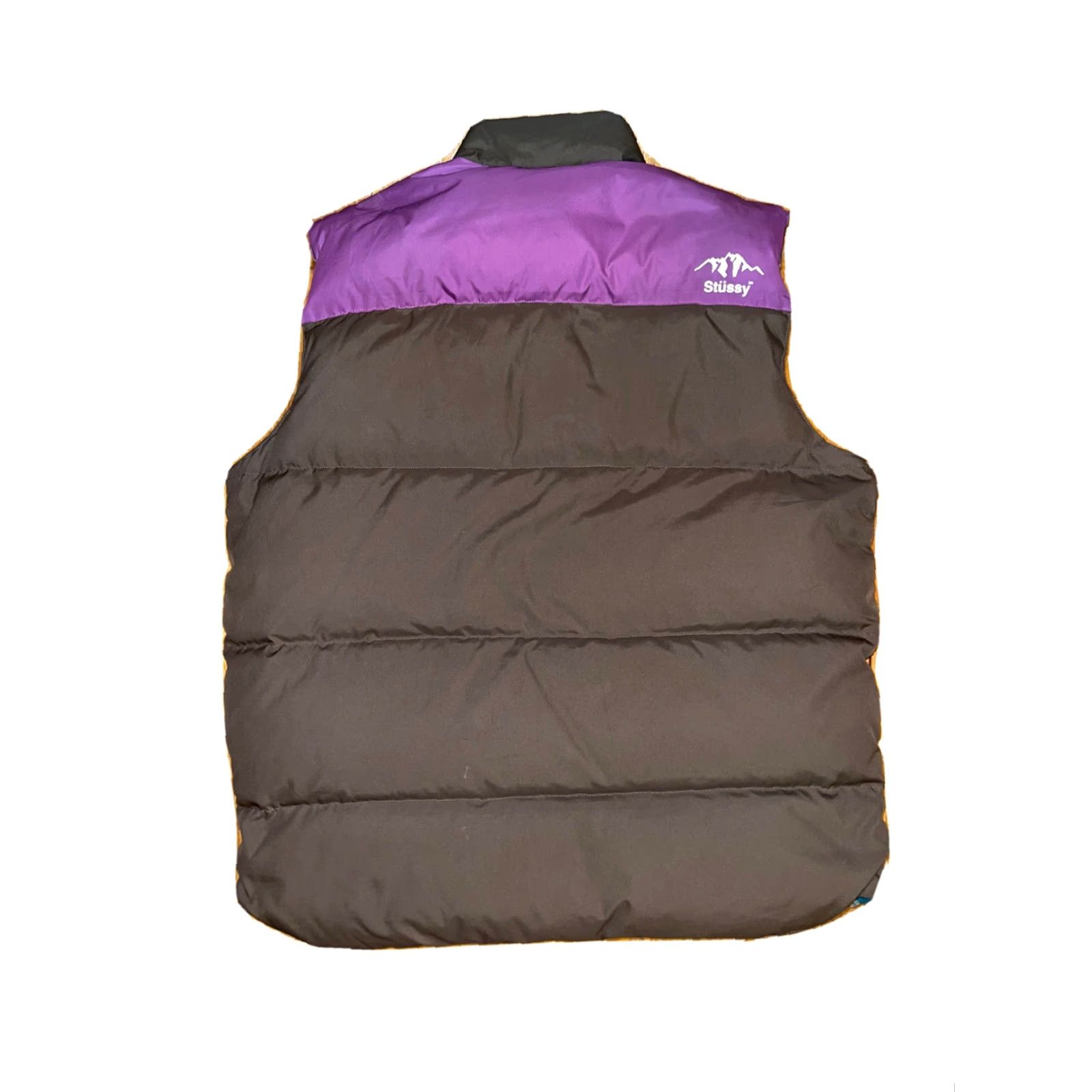 Vintage Stussy Vest Puffer Mens L Regular Brown Solid 90s Down 80% Button Close Snap Size US L / EU 52-54 / 3 - 4 Thumbnail