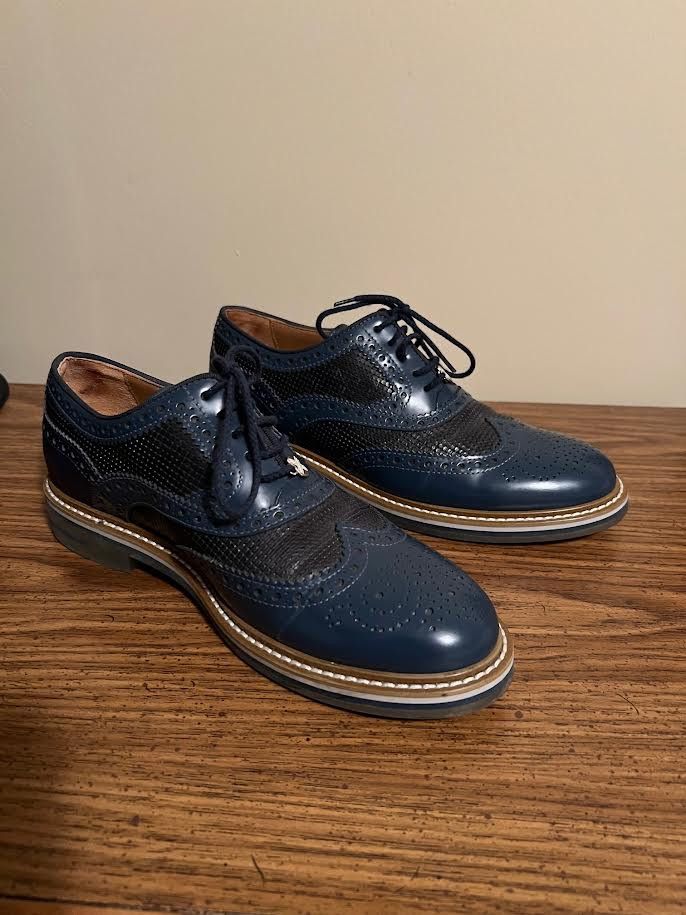 Other Wing Tip Brogue tonal blue with clear foot pad Size US 8 / EU 41 - 3 Thumbnail