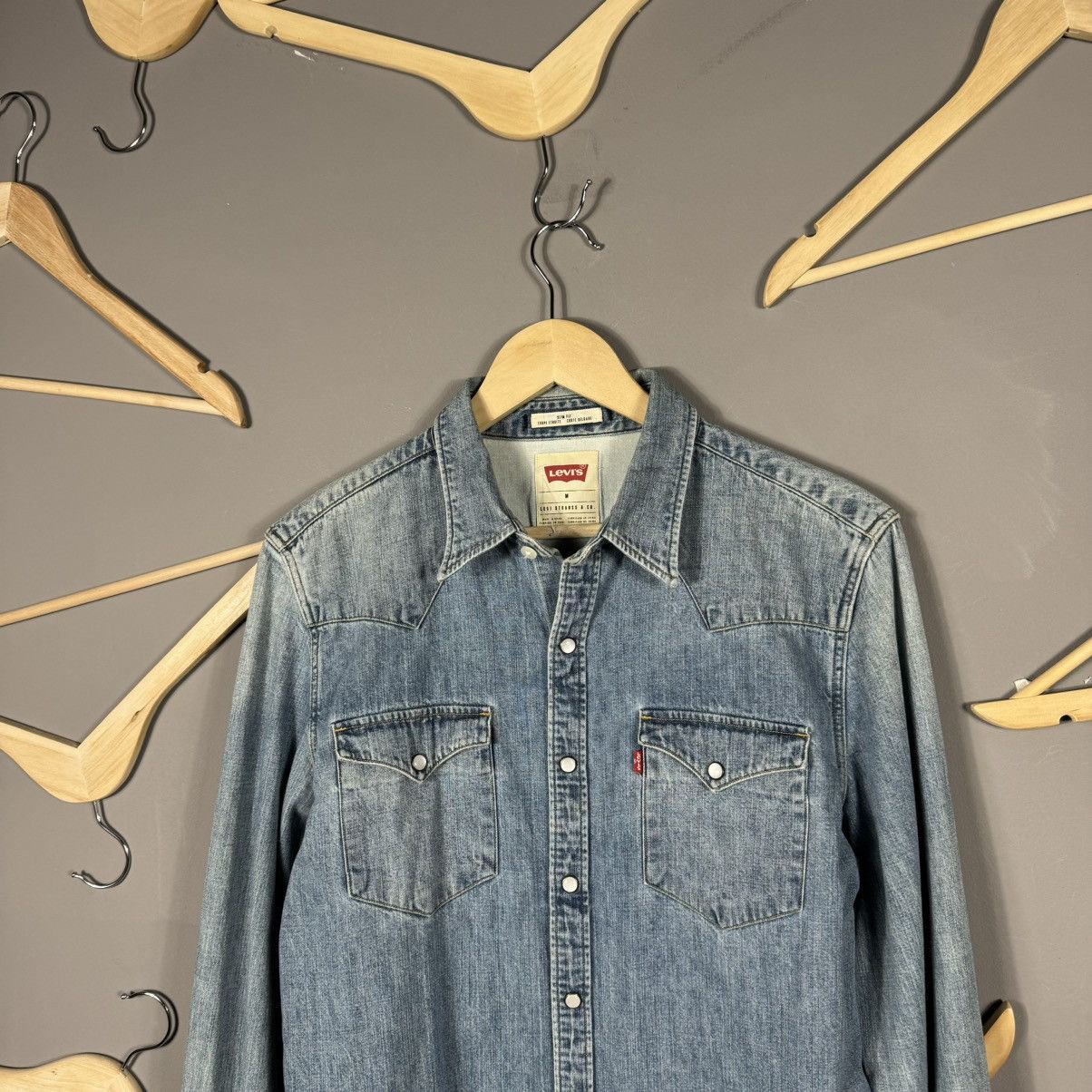 Levi's × Levi's Vintage Clothing Levis Slim Fit Button Up Jeans Shirt Size US M / EU 48-50 / 2 - 2 Thumbnail