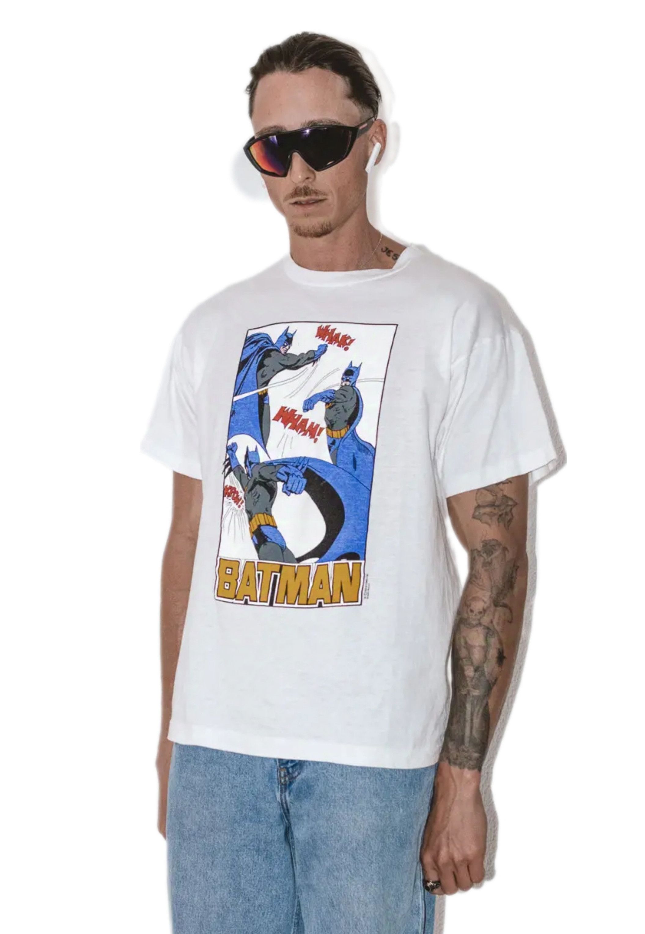 Band Tees × Rap Tees × Vintage Vintage 80s Batman DC Comics XL White Graphic Tshirt Size US L / EU 52-54 / 3 - 1 Thumbnail