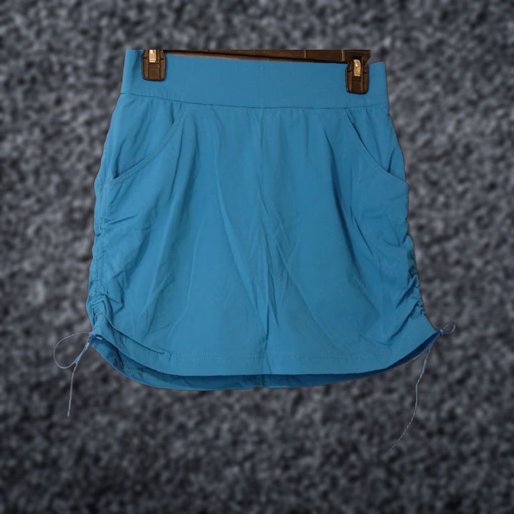Vintage Columbia Active Skort Women's S Blue Green Ruched Pull On Short Skirt Athletic Golf Hiking Tennis Size ONE SIZE - 1 Thumbnail