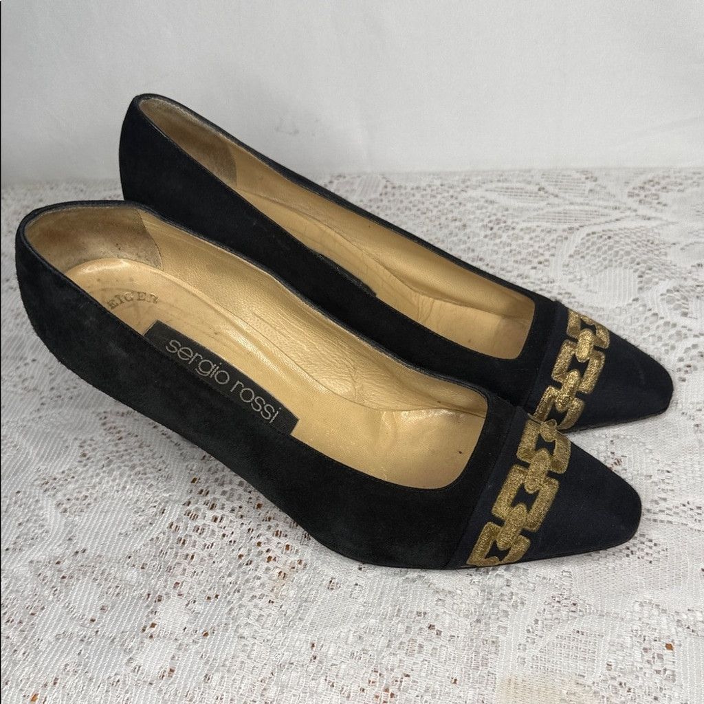 Sergio Rossi Sergio Rossi x Kurt Geiger suede & satin embroidered heels 8 Size US 8 / IT 38 - 1 Thumbnail