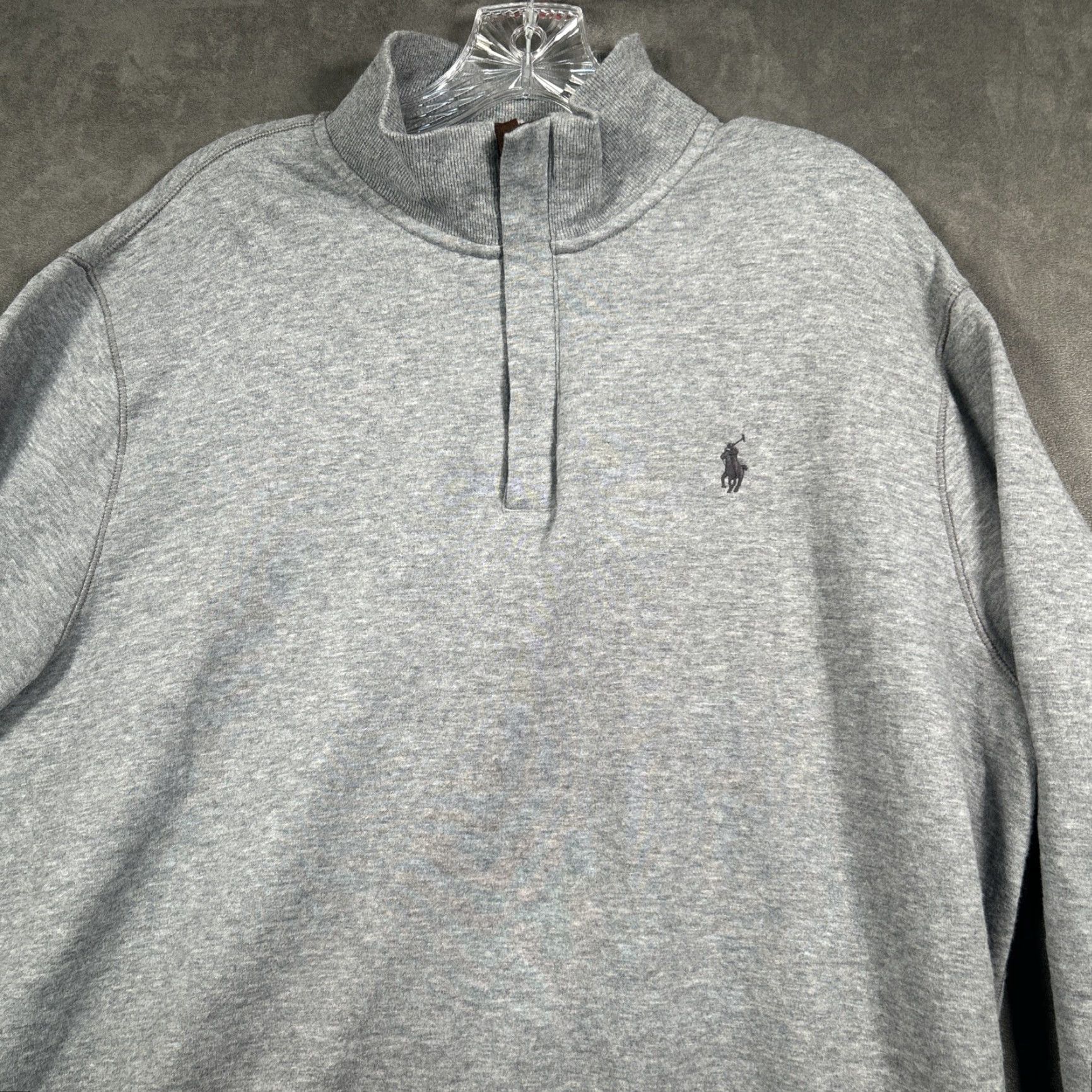 Polo Ralph Lauren Polo Ralph Lauren 1/4 Zip Pullover Mens XL Gray Pony Preppy Knit Sweater Size US XL / EU 56 / 4 - 3 Thumbnail