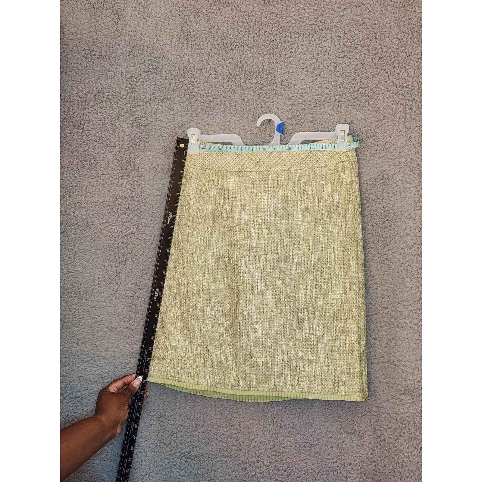 Ann Taylor NWT Anne Taylor Green Tweed Lined Pencil Pleated Skirt 6P Size 28" / US 6 / IT 42 - 2 Thumbnail