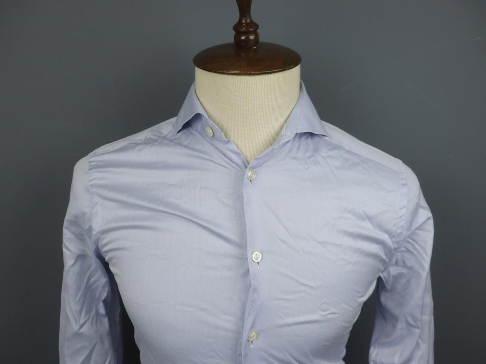 Eton Eton Blue 100% Cotton Collared Slim Fit Shirt Size 38 Size 38R - 11 Thumbnail