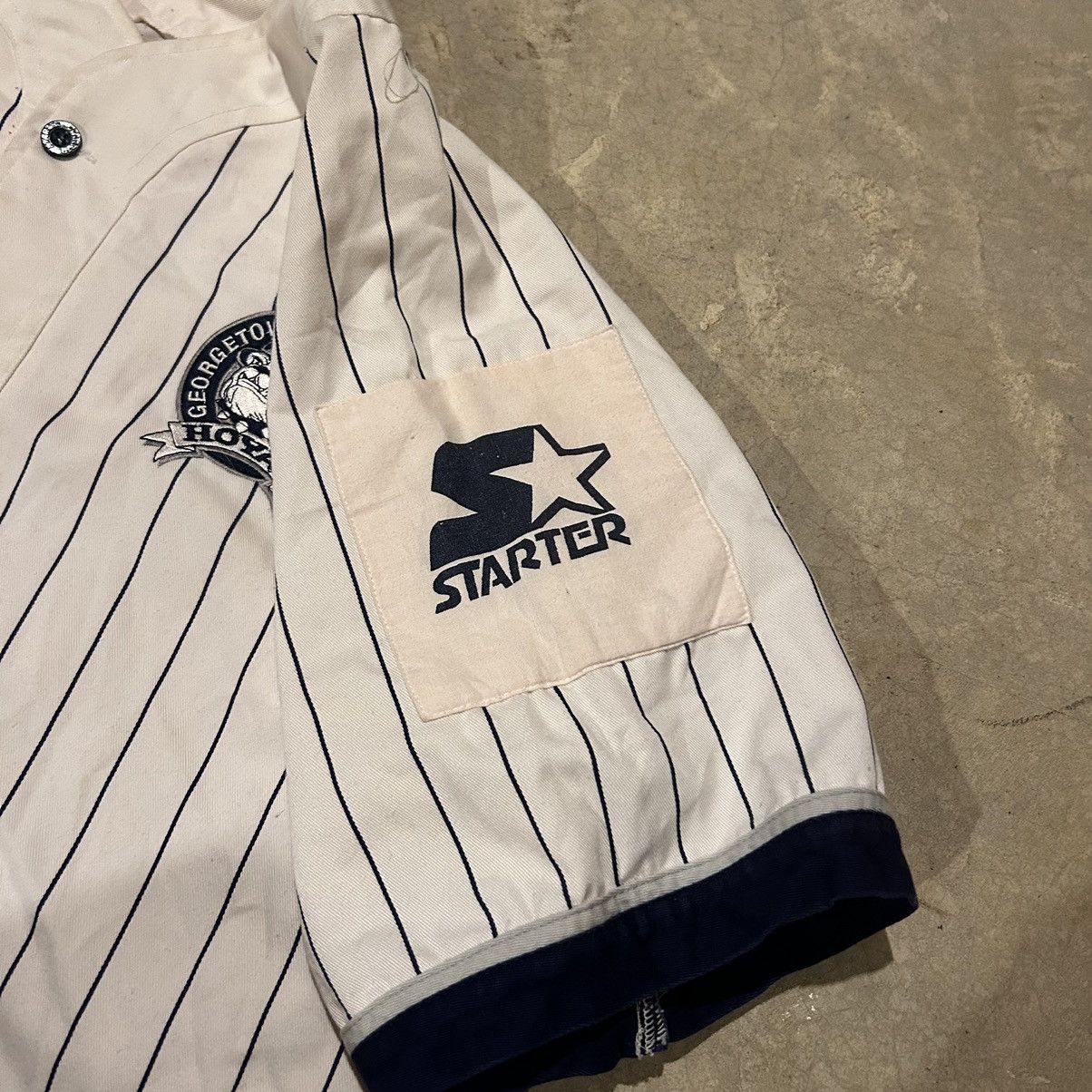 NCAA × Starter × Vintage Rare Vintage 90s Starter Georgetown Pinstripe Jersey Sample Size US XL / EU 56 / 4 - 4 Thumbnail