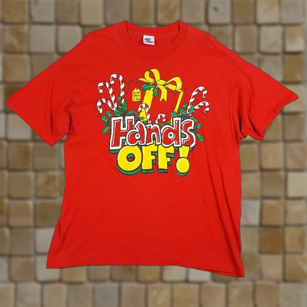 Vintage VINTAGE Fun Tees 90s Christmas Present T-Shirt Adult XL Red Retro Holiday Mens Size US XL / EU 56 / 4 - 1 Thumbnail