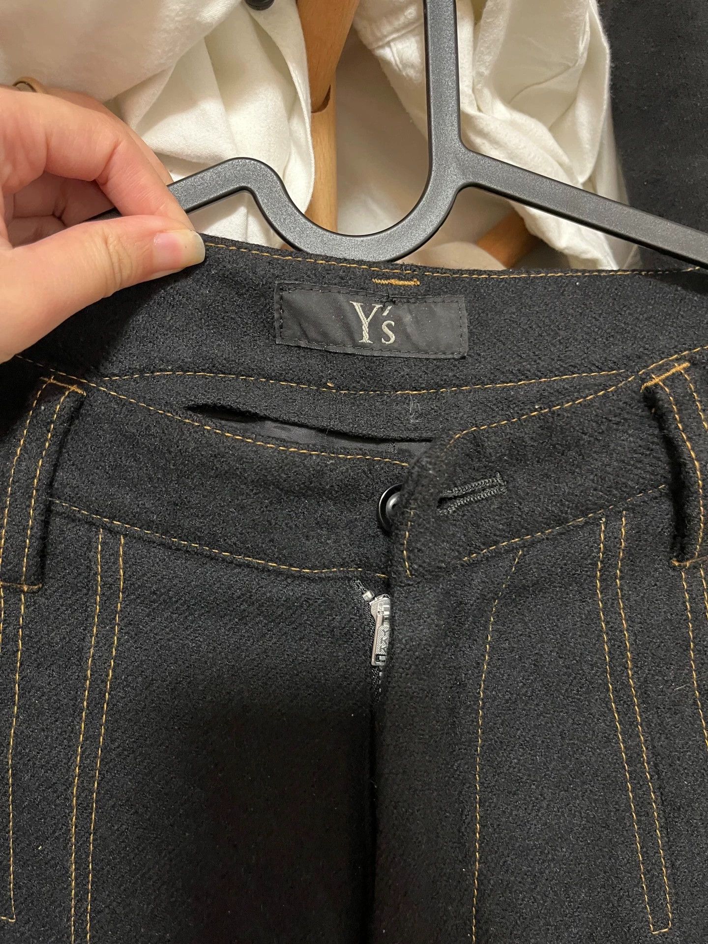 Yohji Yamamoto Yohji y's High-Waist Wide-Leg Wool Trousers Size 1 9/10 Size 26" / US 2 / IT 38 - 3 Thumbnail