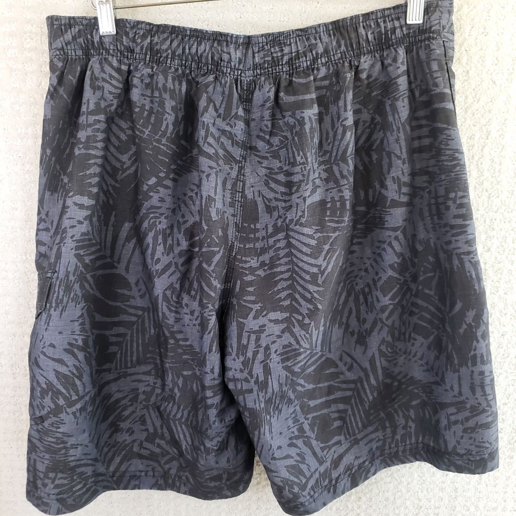 Speedo Speedo Mens L Swimming Trunks Black Gray Foilage Pockets Swim Shorts Beach Size US 33 - 6 Thumbnail