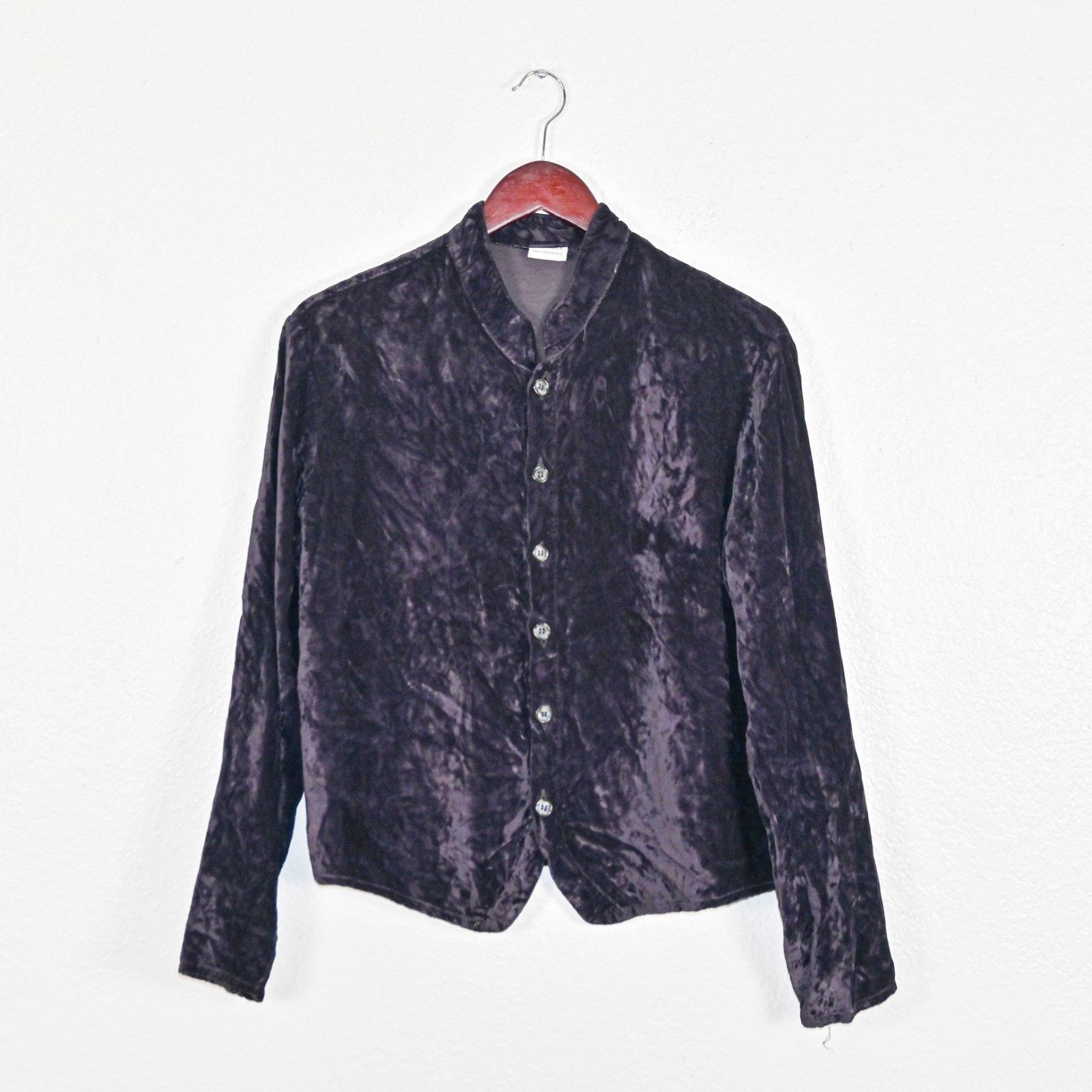 CP Shades CP Shades Medium Purple Velvet blouse button up Rayon Size M / US 6-8 / IT 42-44 - 6 Thumbnail
