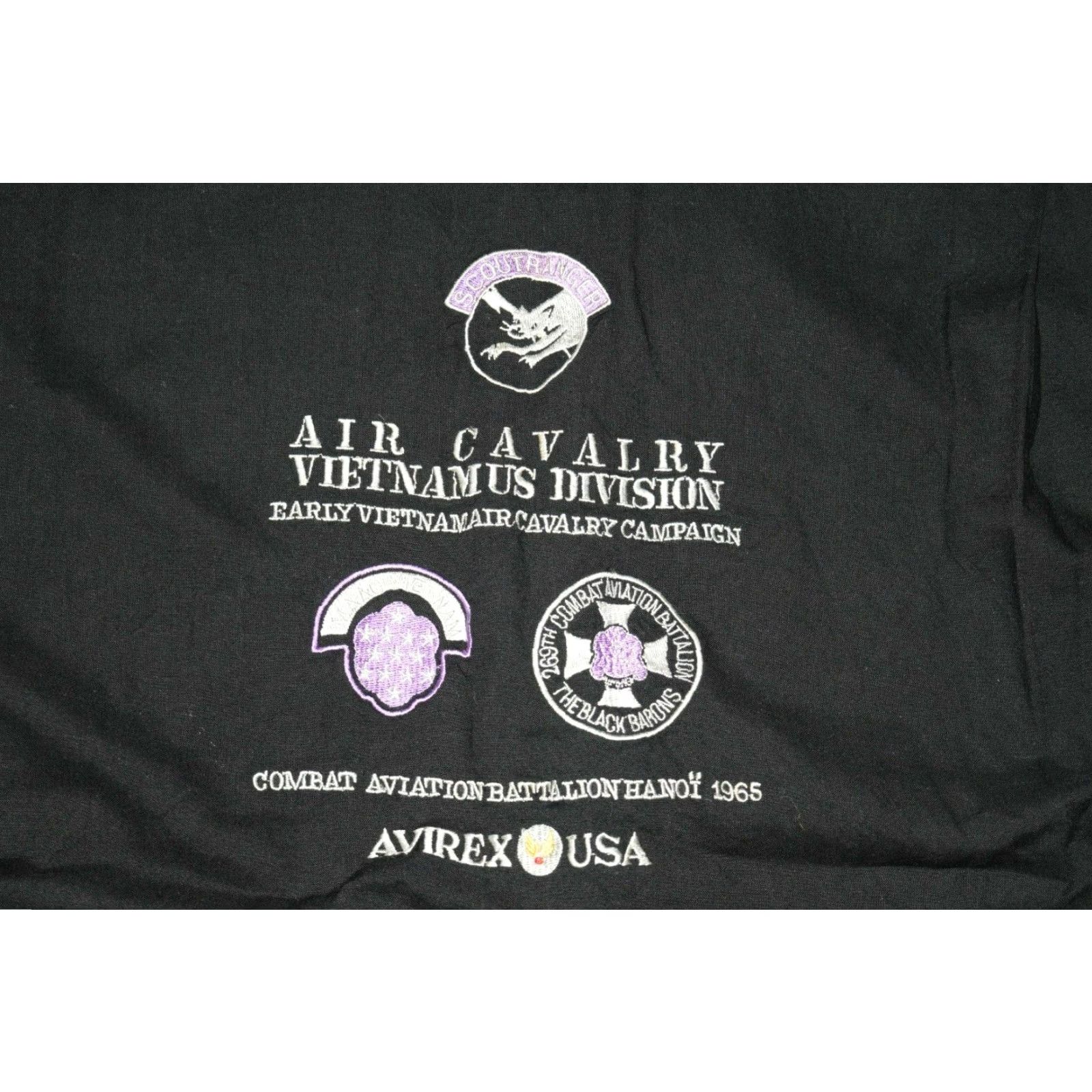 Avirex VINTAGE Avirex Combat Aviation Shirt AIR CAVALRY VIETNAM US DIVISION XL Black Button-Up Camp Collar Men’s Shirt Size US XL / EU 56 / 4 - 6 Thumbnail