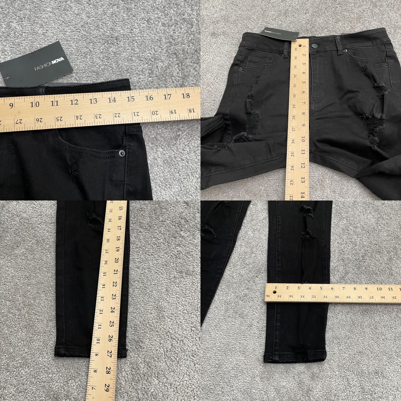 Fashion Nova Fashion Nova Zephyr High Rise Jegging Jeans Junior 11 Black Distressed NWT 30x27 Size 32" / US 10 / IT 46 - 9 Thumbnail