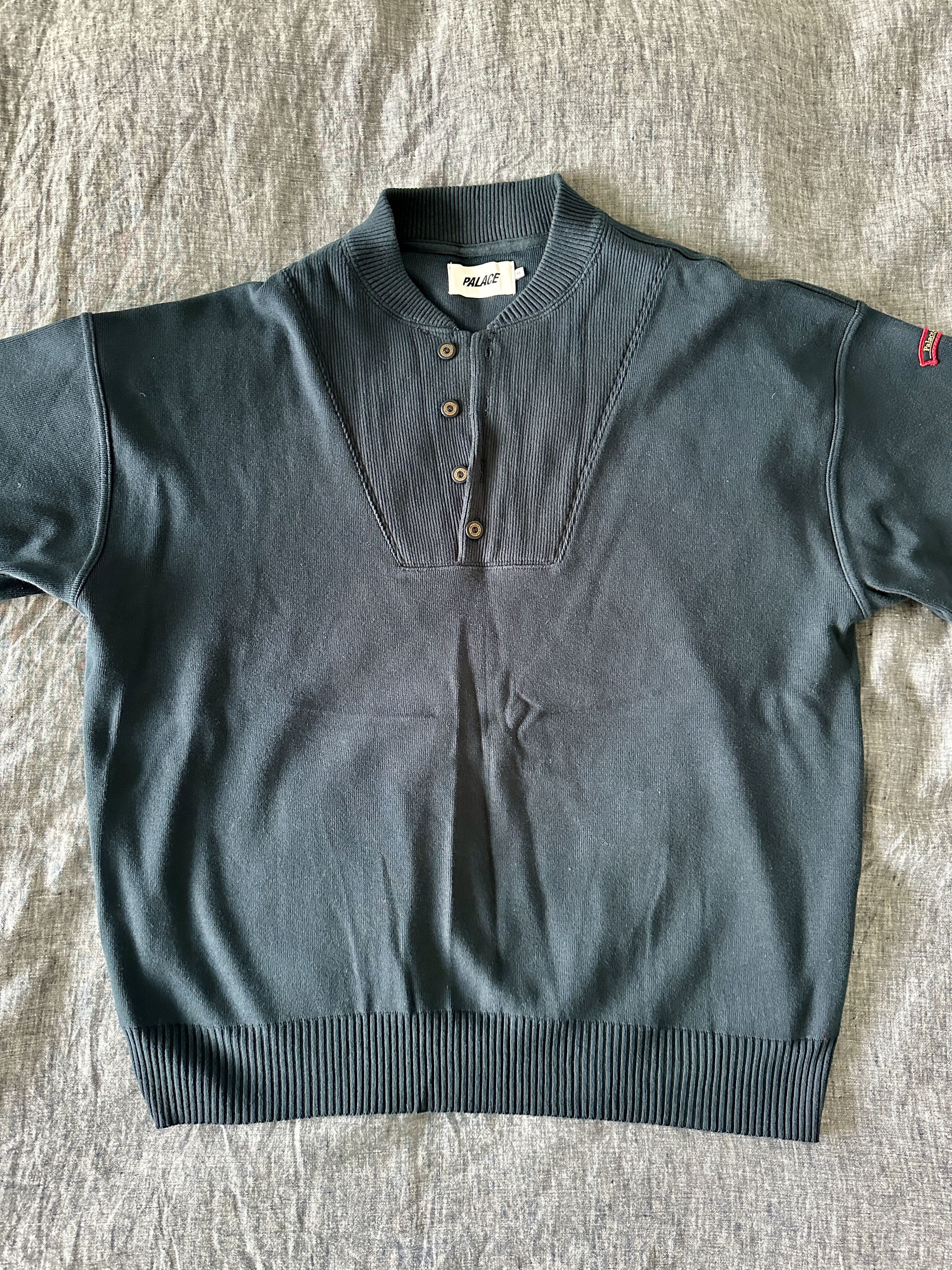 image of New Palace Open Neck Crew Sweater XL in Blue, Men's