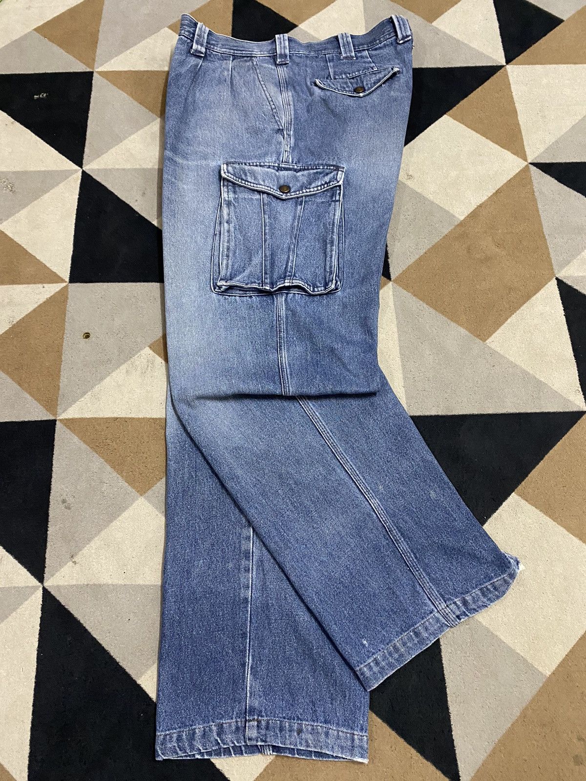 Hope Vintage Avant Garde Faded Wash Cargo Jeans Size US 34 / EU 50 - 7 Thumbnail