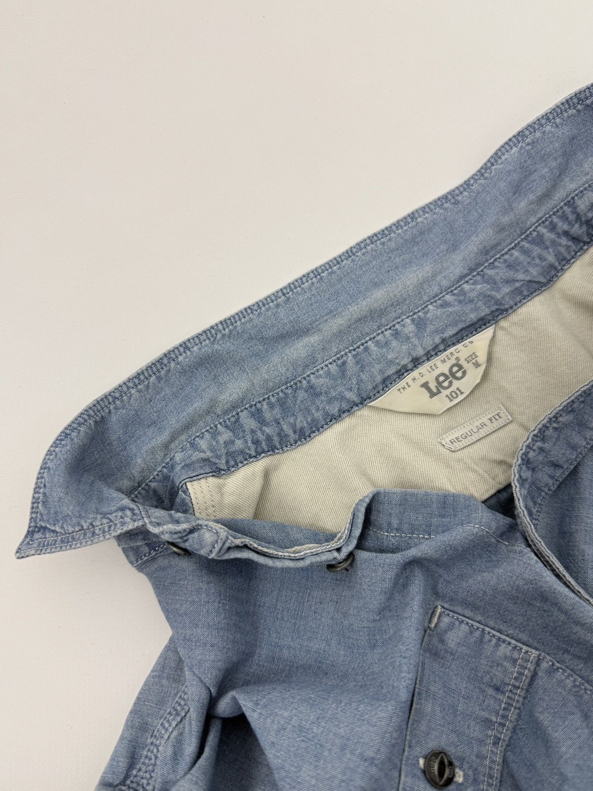 Lee Lee 101 Light Blue Chambray Button Down Crew Shirt M Size US M / EU 48-50 / 2 - 11 Thumbnail