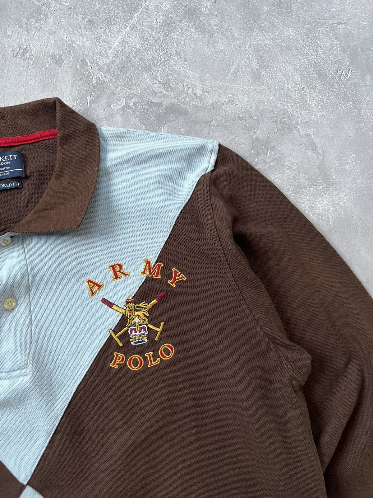 Hackett Hackett London Army Polo Longsleeve Shirt Rugby Blue/Brown Size US XL / EU 56 / 4 - 3 Thumbnail
