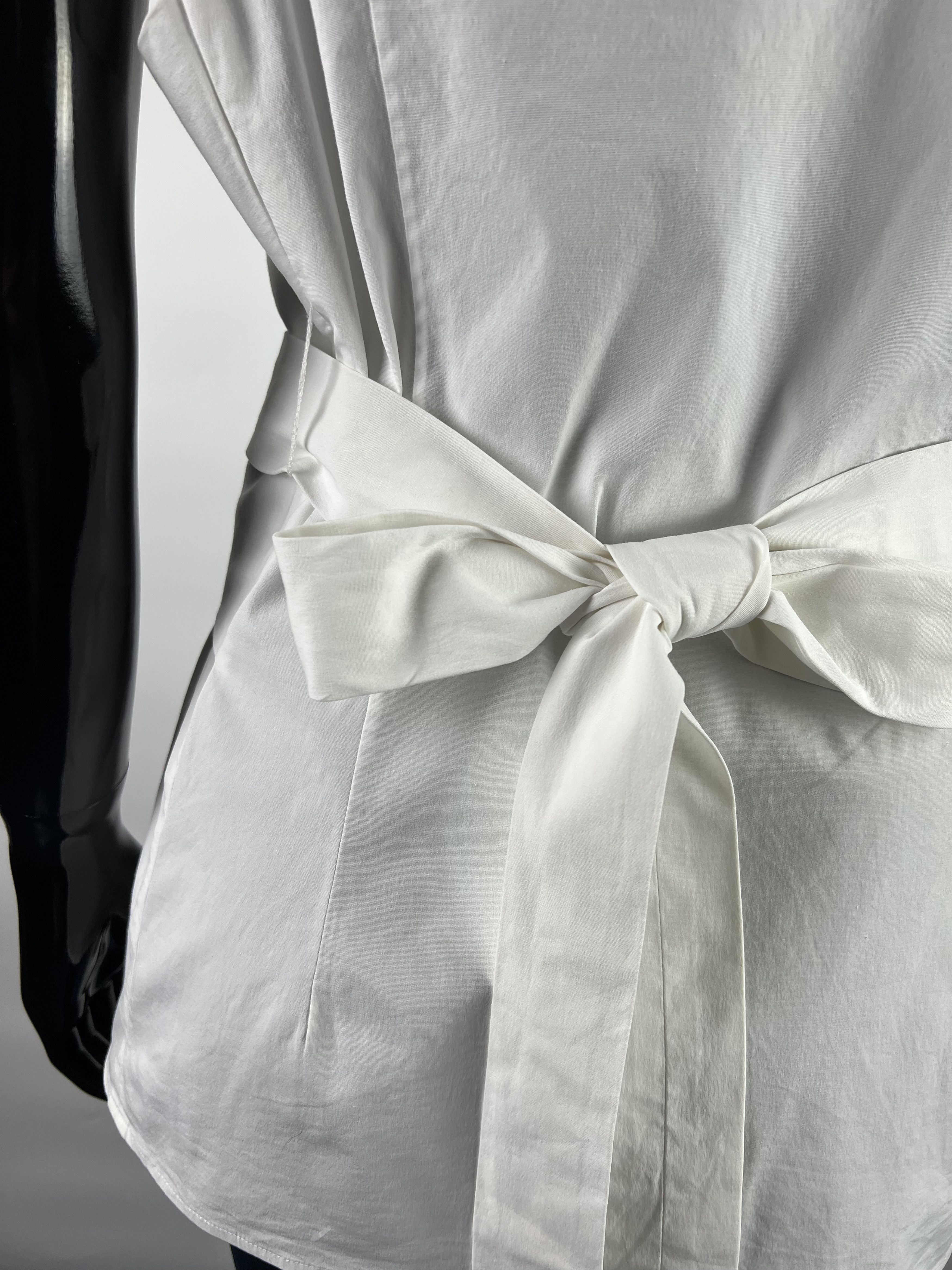 The Row The Row White Cotton Sleeveless Belted Blouse Size L / US 10 / IT 46 - 4 Thumbnail