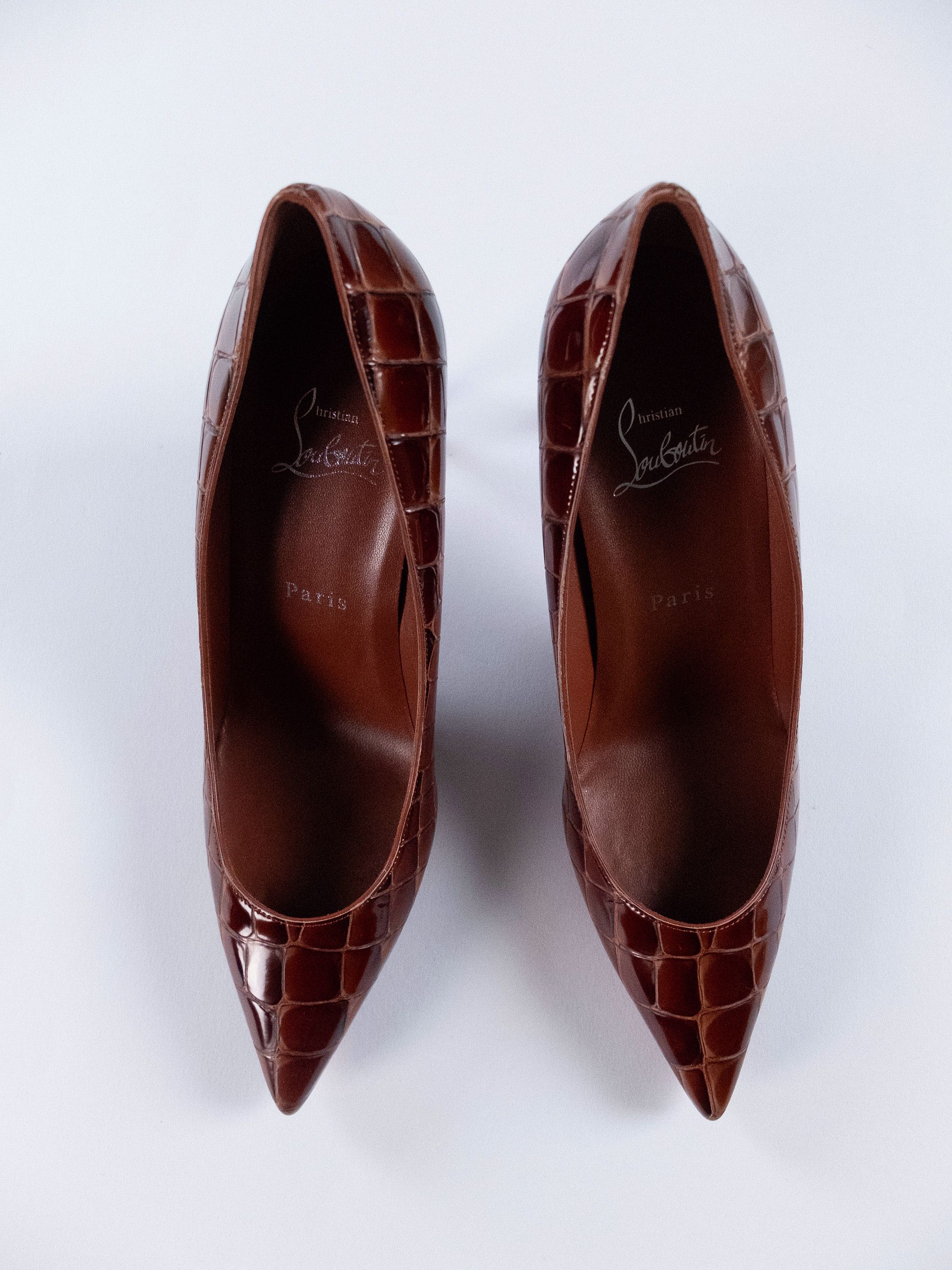 Christian Louboutin CHRISTIAN LOUBOUTIN Kate brown alligator embossed pumps 8.5 Size US 8.5 / IT 38.5 - 5 Thumbnail