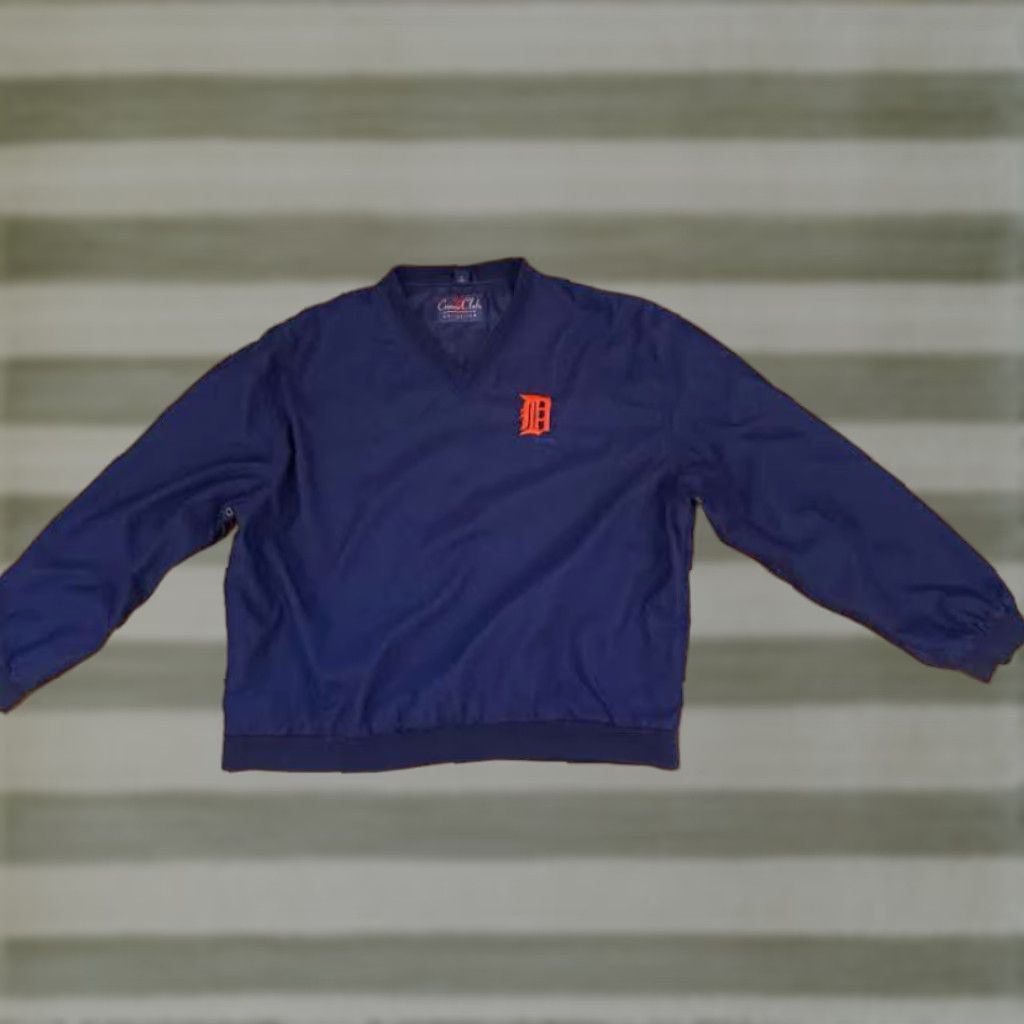 Vintage VINTAGE Crown Club Detroit Tigers Windbreaker Jacket XL Navy Blue 90s Embroidered Pockets Mens Golf Size US XL / EU 56 / 4 - 1 Thumbnail
