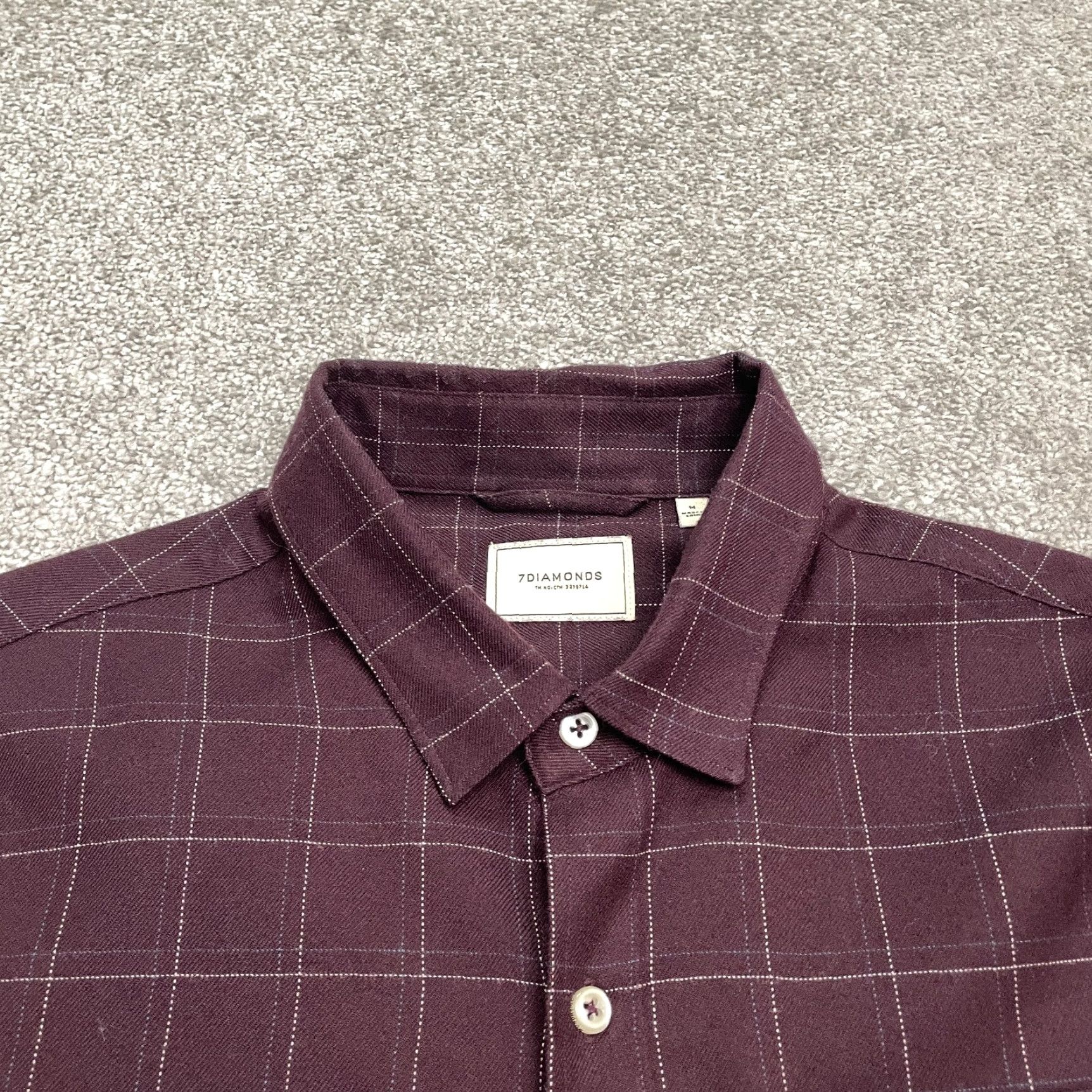 Vintage 7 Diamonds Aspen Flannel Button Down Shirt Mens Medium Dark Red Plaid Casual Top Size US M / EU 48-50 / 2 - 3 Thumbnail