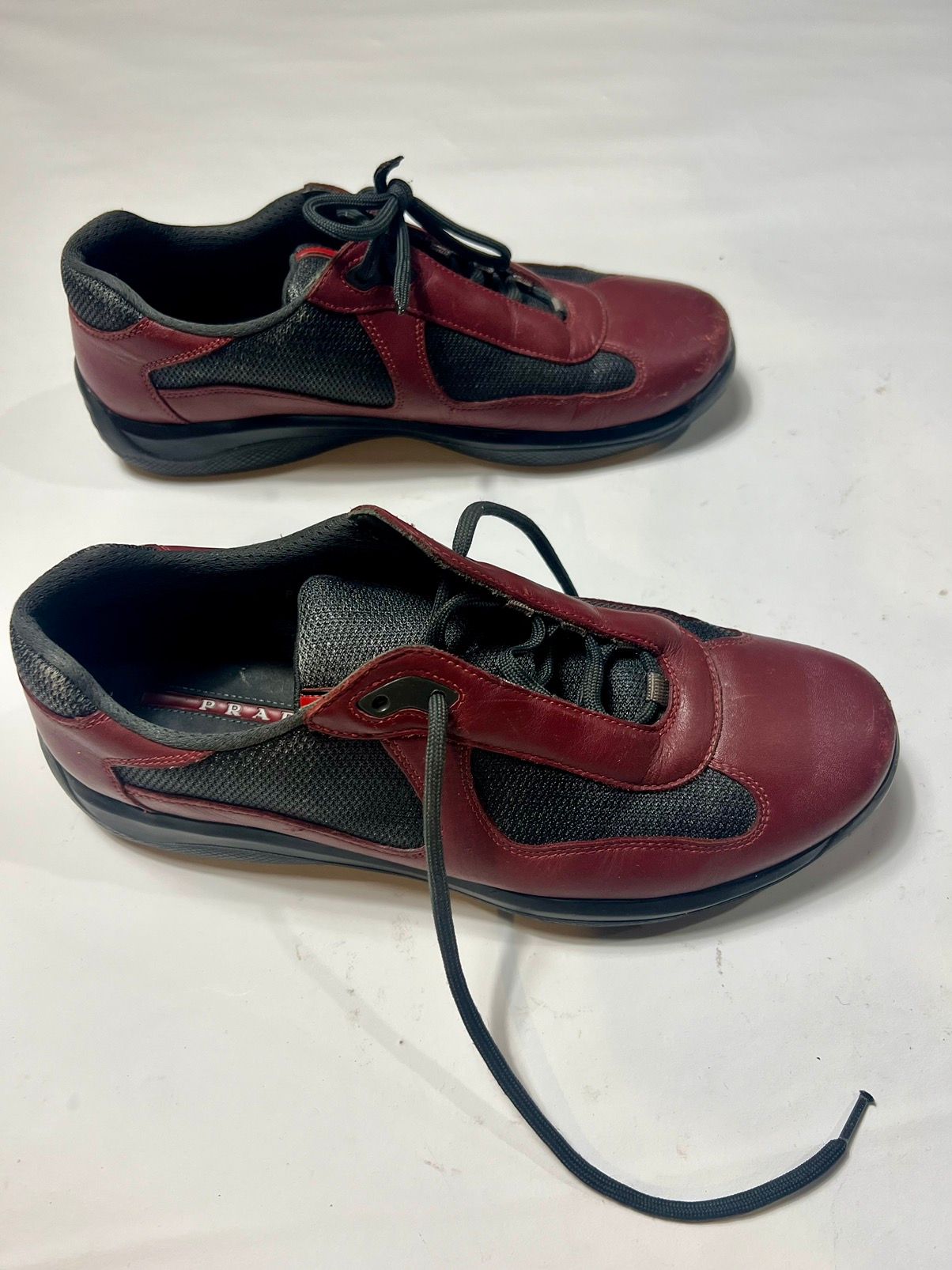 Pre-owned Prada America's Cup Shoes In Maroon