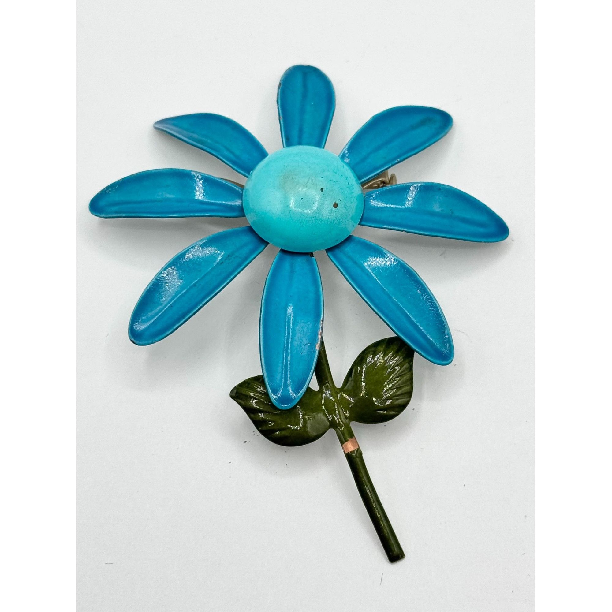 Vintage Vintage blue enamel flower brooch pin Size ONE SIZE - 2 Thumbnail