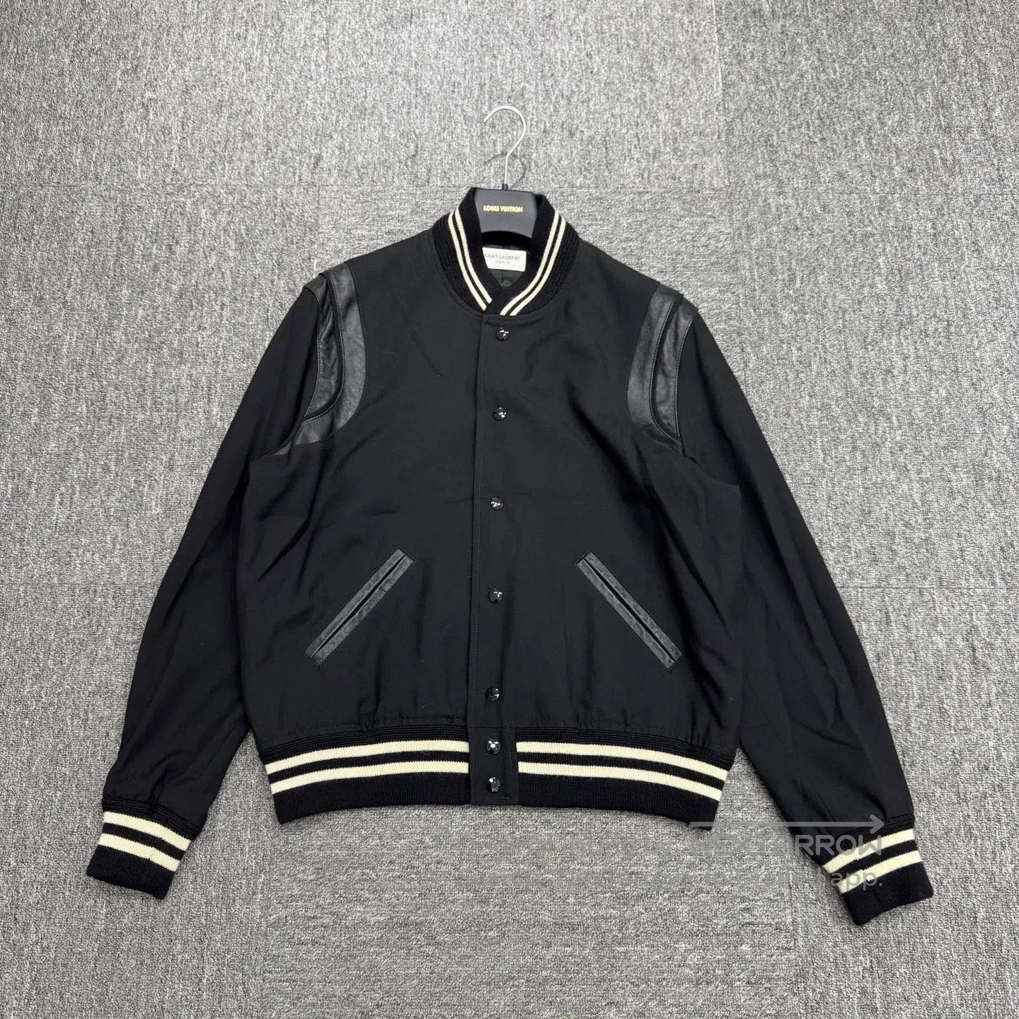 Saint Laurent Paris Black Bomber Jacket with Leather Sleeves Size L. Size US L / EU 52-54 / 3 - 1 Thumbnail