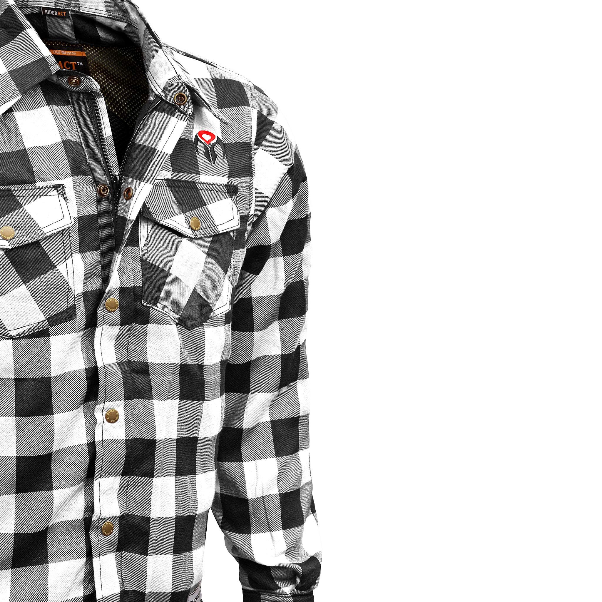 Dixxon × Flannel × Other RIDERACT® Reinforced Men's Motorcycle Shirt Black & White Size US M / EU 48-50 / 2 - 5 Thumbnail
