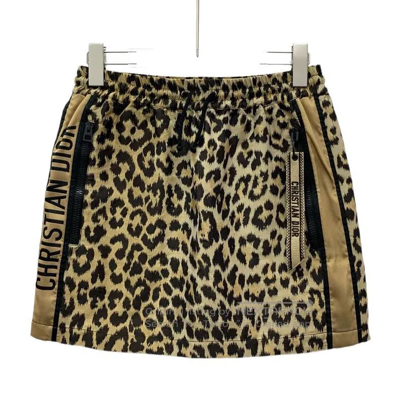 Dior Dior Brown leopard print drawstring casual short skirt ski Size 42" / US 20 - 1 Thumbnail