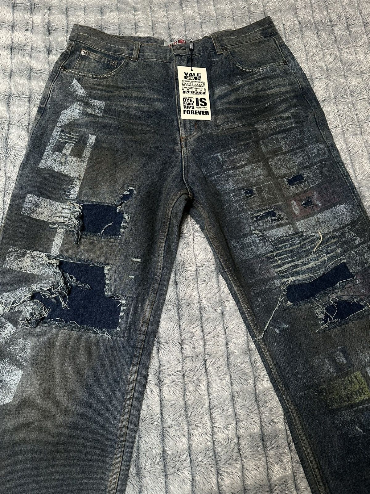 Vale Vale Glitch Denim Jeans Size US 32 / EU 48 - 1 Thumbnail