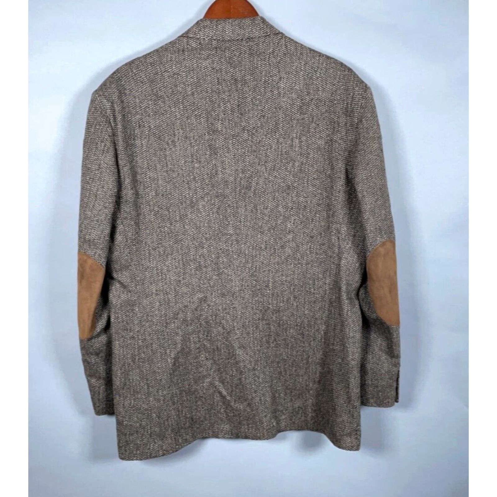 Stafford VINTAGE Stafford Blazer Wool 2 Piece Herringbone Brown Elbow Patches Mens 42 Regular Brown Mens Blazer 42 Regular Vintage Preppy USA Size 42R - 3 Thumbnail