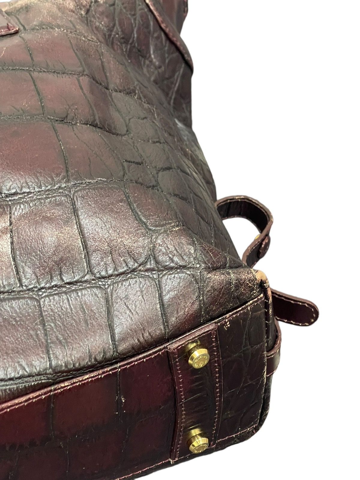 Genuine Leather Crocodile Embossed Patina Leather Jewels Shoulder Bag 1🟩1 Size ONE SIZE - 14 Thumbnail