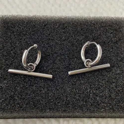 Designer × Jewelry Titanium Steel Dangle Drop Earrings for Men Women Size ONE SIZE - 1 Thumbnail
