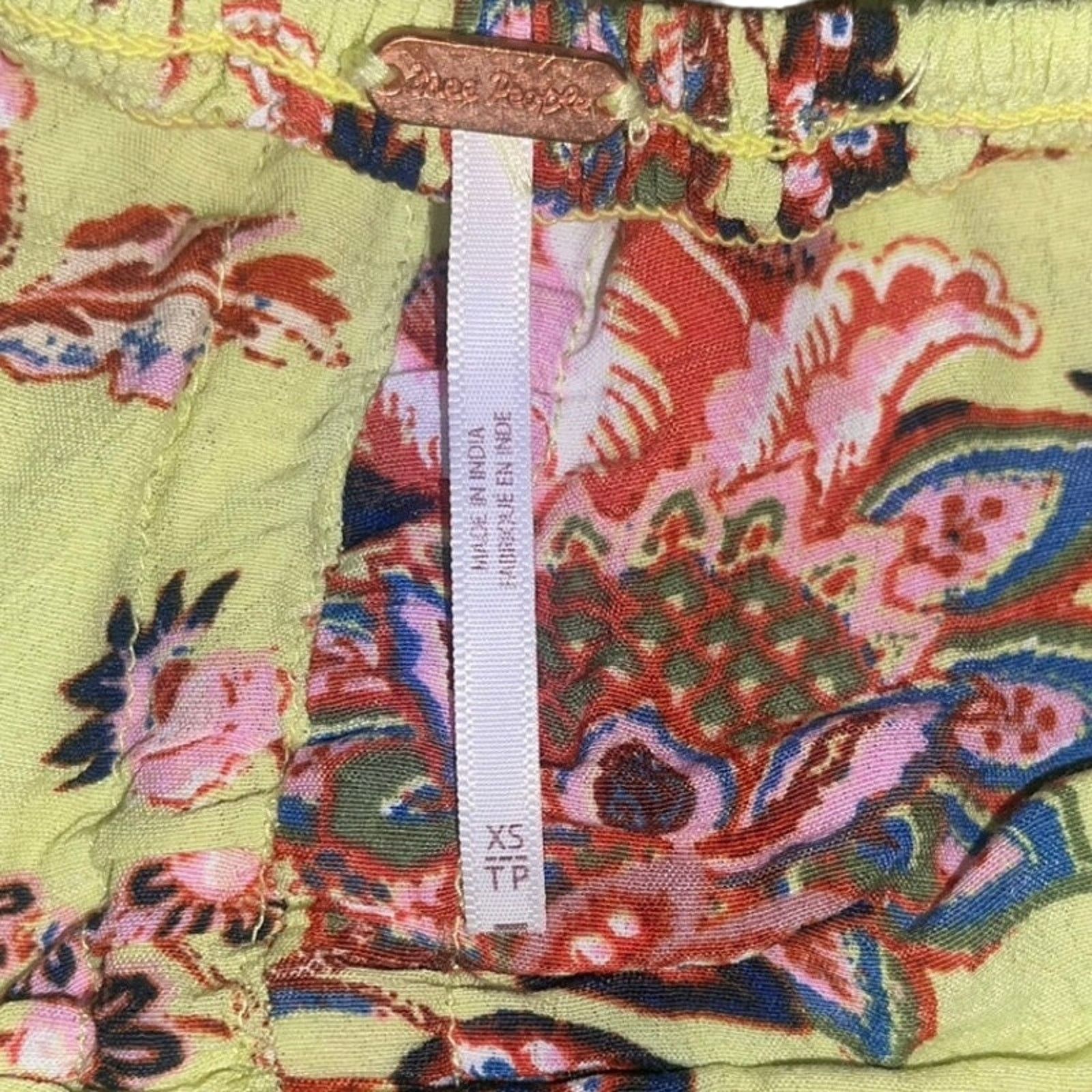 Free People Bali Citrus Skies One Piece Wide Leg Jumpsuit Floral Pockets Size 26" / US 2 / IT 38 - 5 Thumbnail