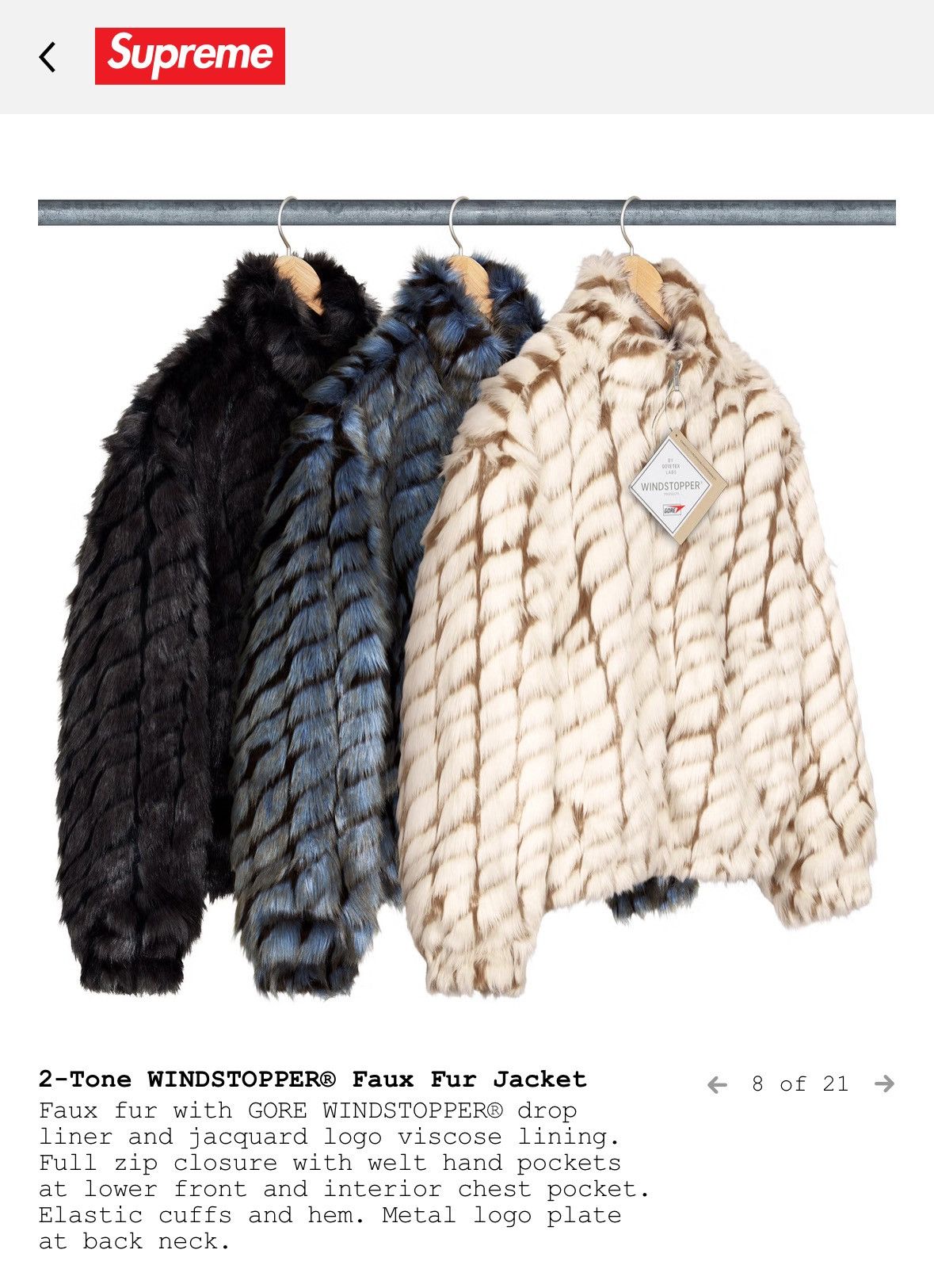 Supreme Supreme Faux Fur 2-Tone Windstopper Jacket SS25 Size US M / EU 48-50 / 2 - 7 Thumbnail