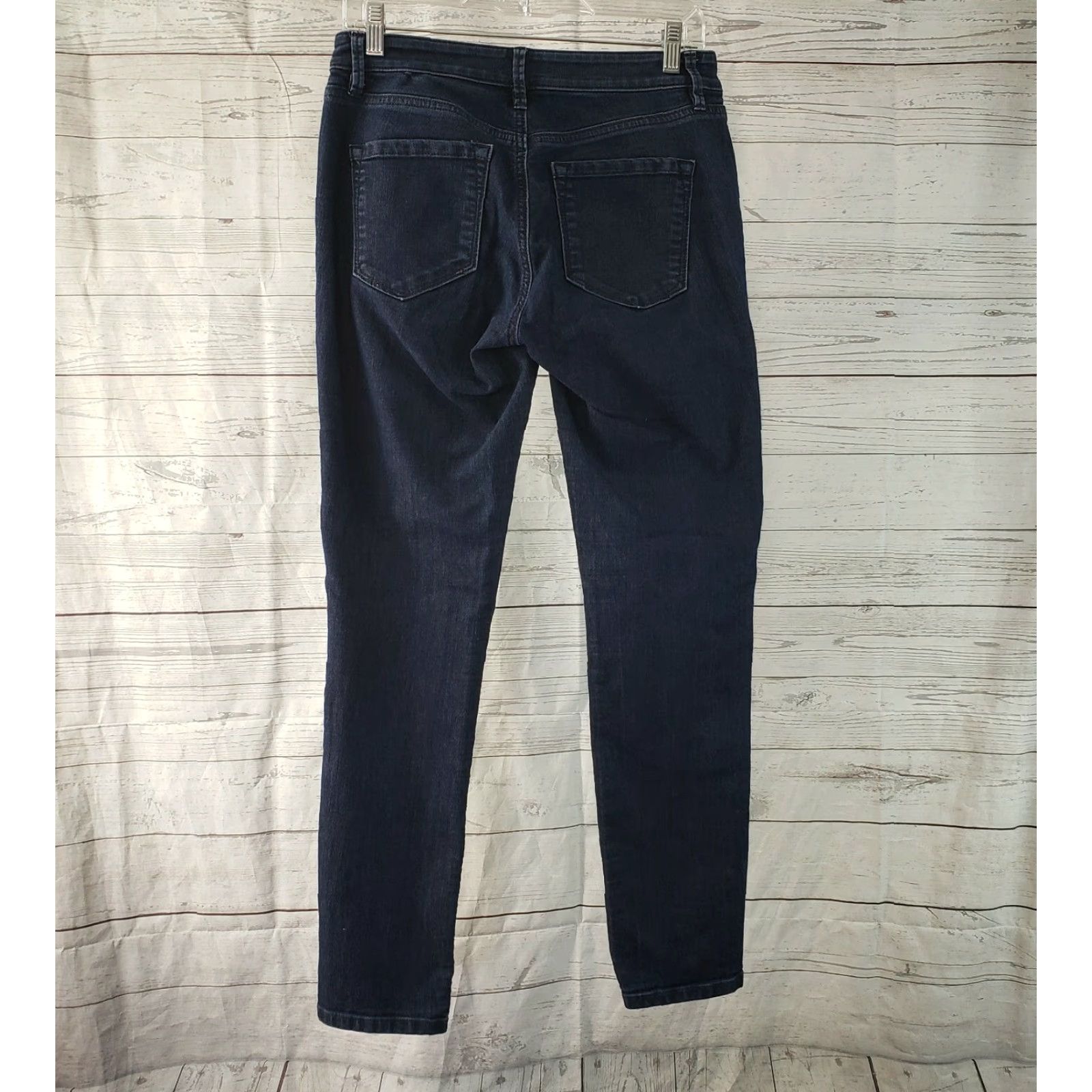 Loft LOFT Ann Taylor Womens Curvy Skinny Jeans Sz 4 Blue Dark Wash Low Rise Denim Cotton Blend 77% Cotton 22% Polyester 1% Spandex Inseam 29.5" Size 27" / US 4 / IT 40 - 3 Thumbnail