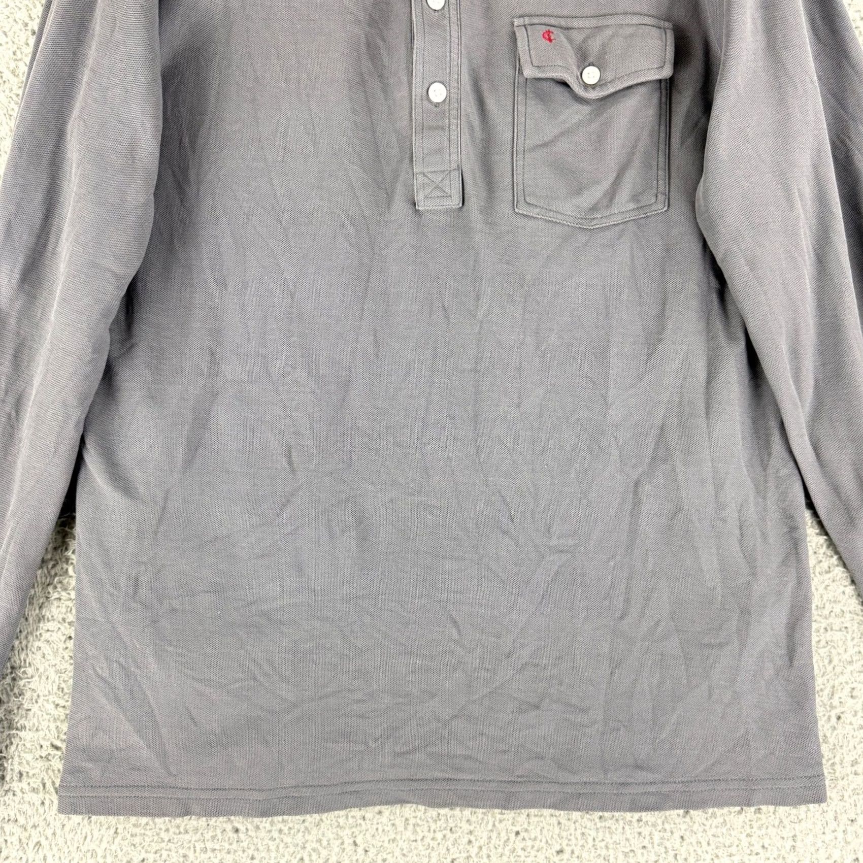 Vintage Criquet Polo Shirt Mens M Grey Pima Cotton Knit Pocket Long Sleeve Button Yardage Classic Preppy Casual Business Travel Size US M / EU 48-50 / 2 - 4 Thumbnail