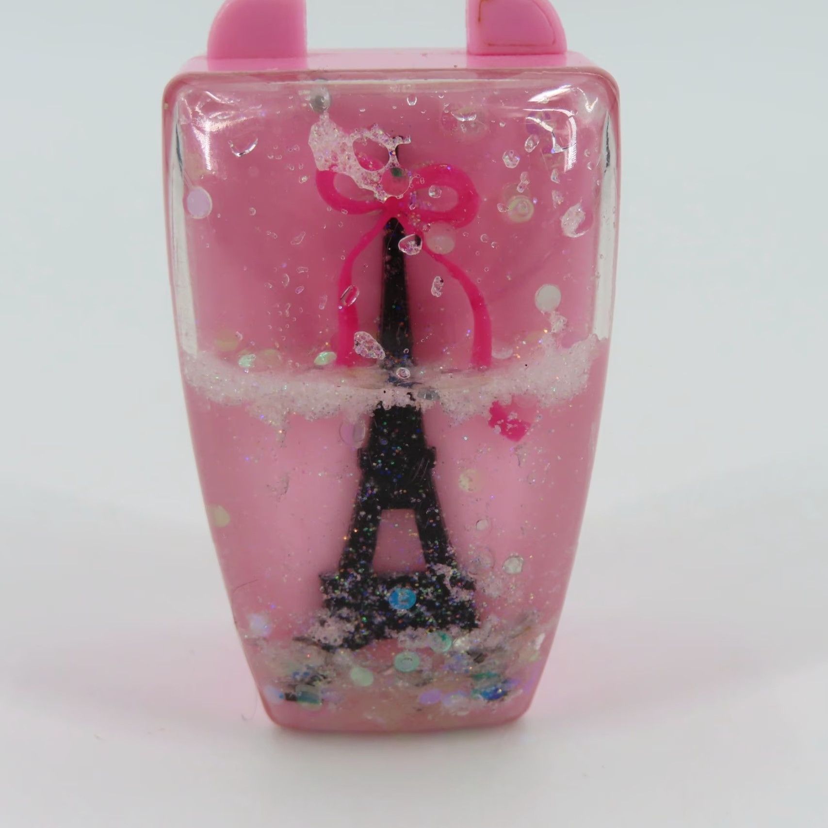 Vintage VINTAGE Bath and Body Works PocketBac Holder Eiffel Tower Snow Globe Loop Top VTG Pink Plastic Key Chain One Size Women Size ONE SIZE - 3 Thumbnail
