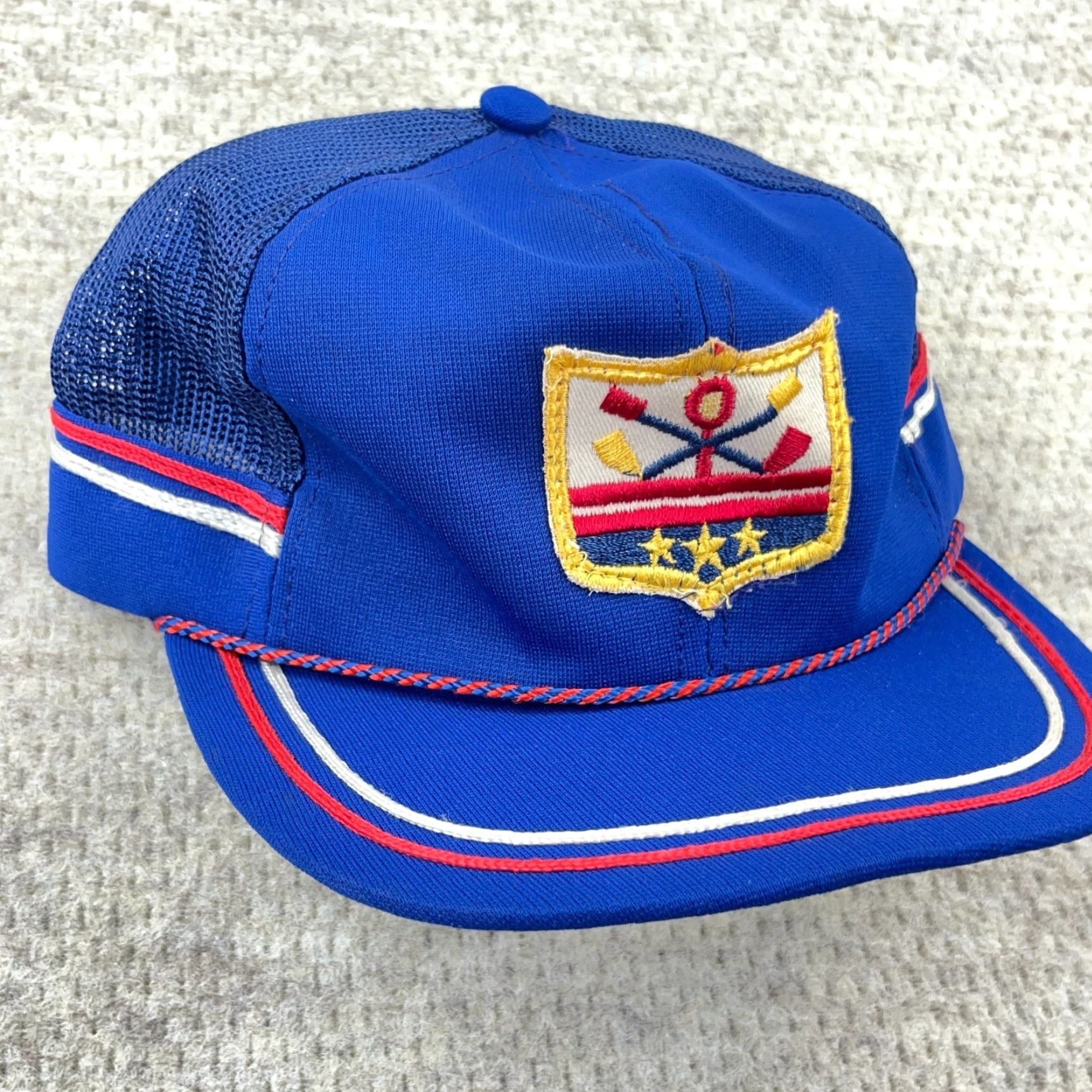Vintage VINTAGE Trucker Hat Cap Snapback Blue Side Stripe Patch 70s 80s Adult Men Adjustable Blues Twill Logo Outdoor Retro USA 80s Hipster Size ONE SIZE - 2 Thumbnail