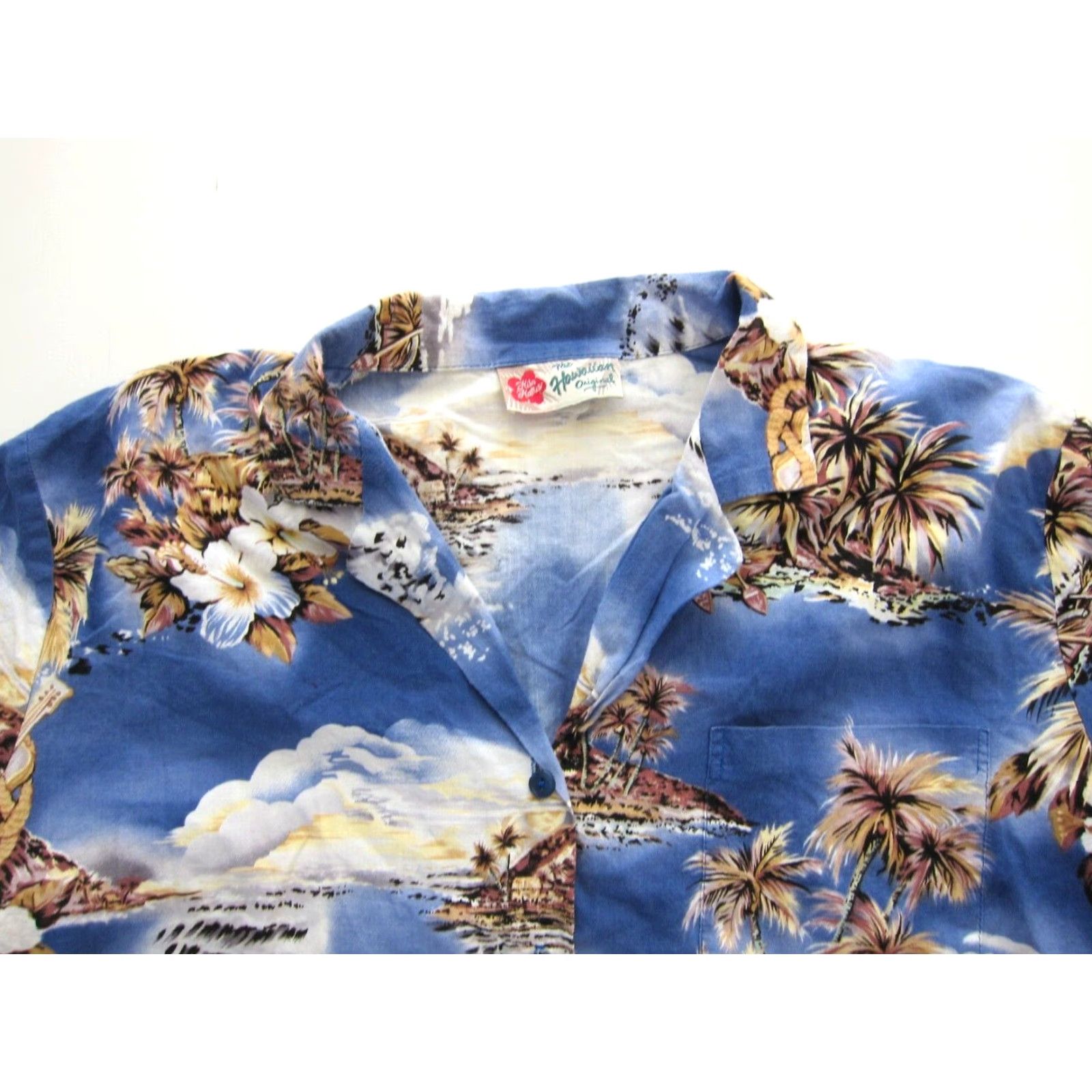 Hilo Hattie VINTAGE Hilo Hattie Blouse Shirt Hawaiian Floral Blue Brown Short Sleeve Button Down M Womens Size M / US 6-8 / IT 42-44 - 3 Thumbnail