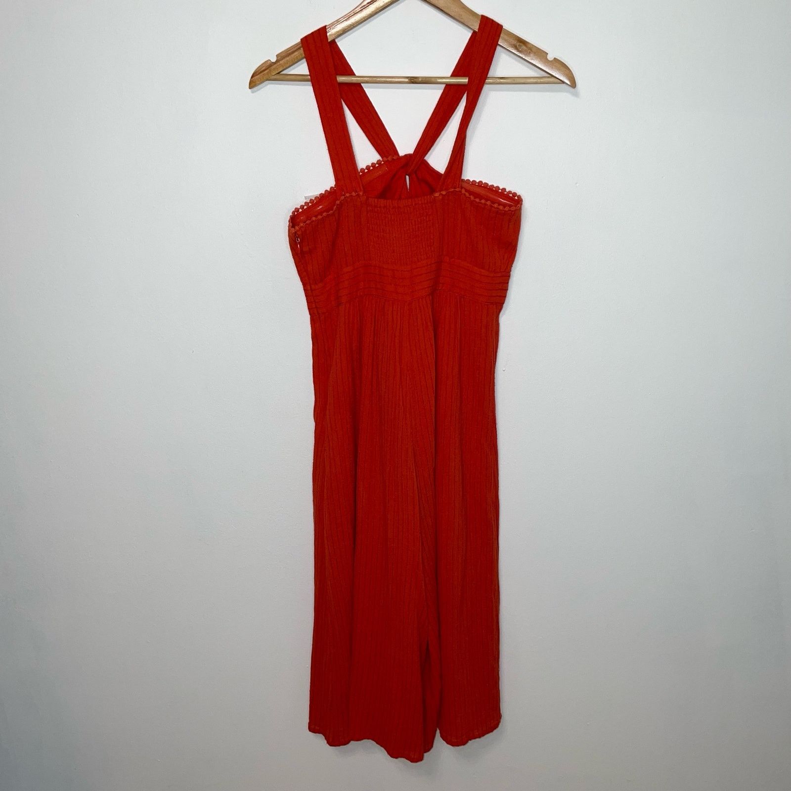 Anthropologie Maeve Orange Textured Jumper 2P Womens Wide Leg Halter Boho Size XS / US 0-2 / IT 36-38 - 6 Thumbnail