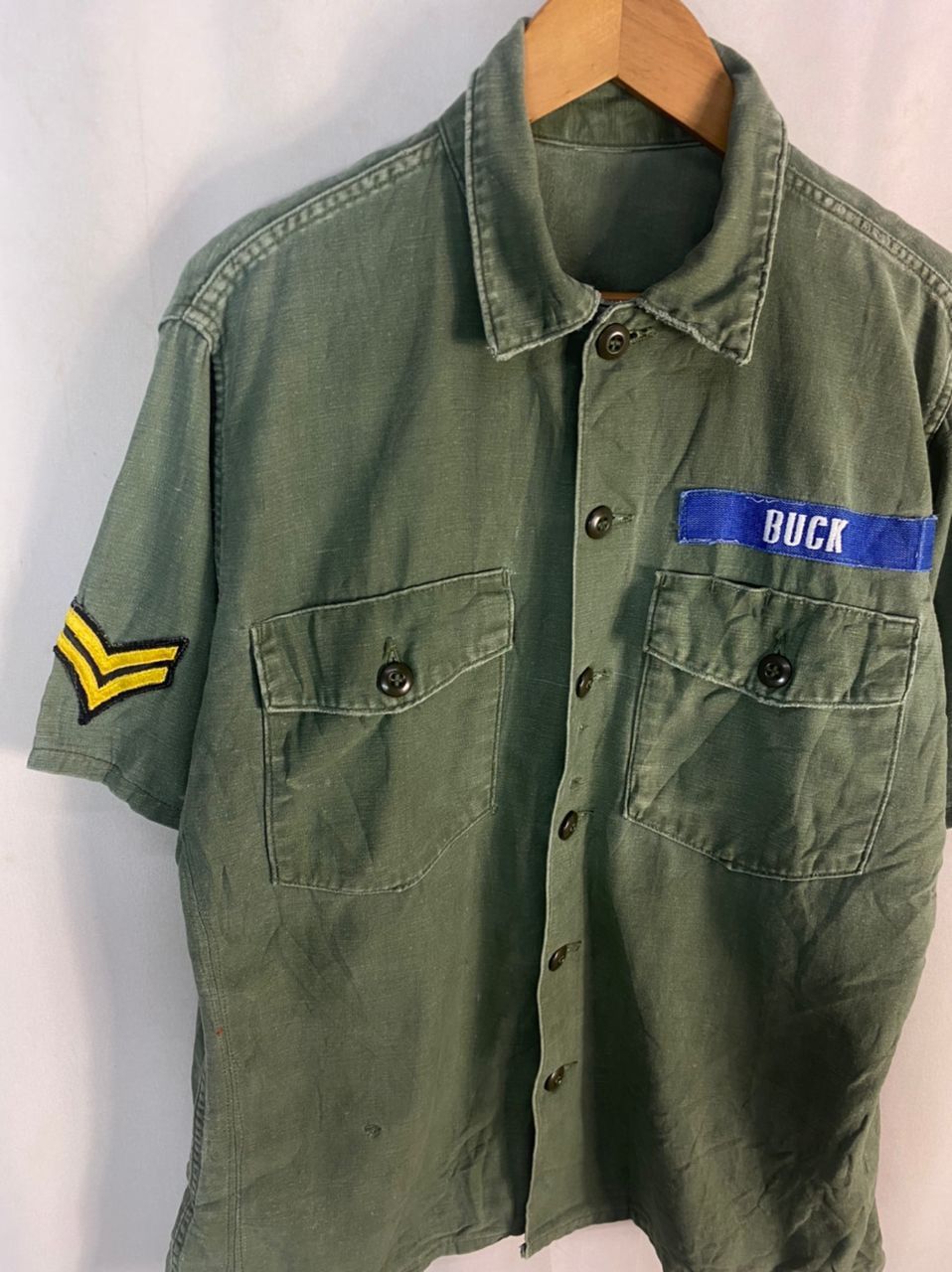 Vintage Vintage us army 60s/70s og107 button up shirt with patches Size US L / EU 52-54 / 3 - 2 Thumbnail