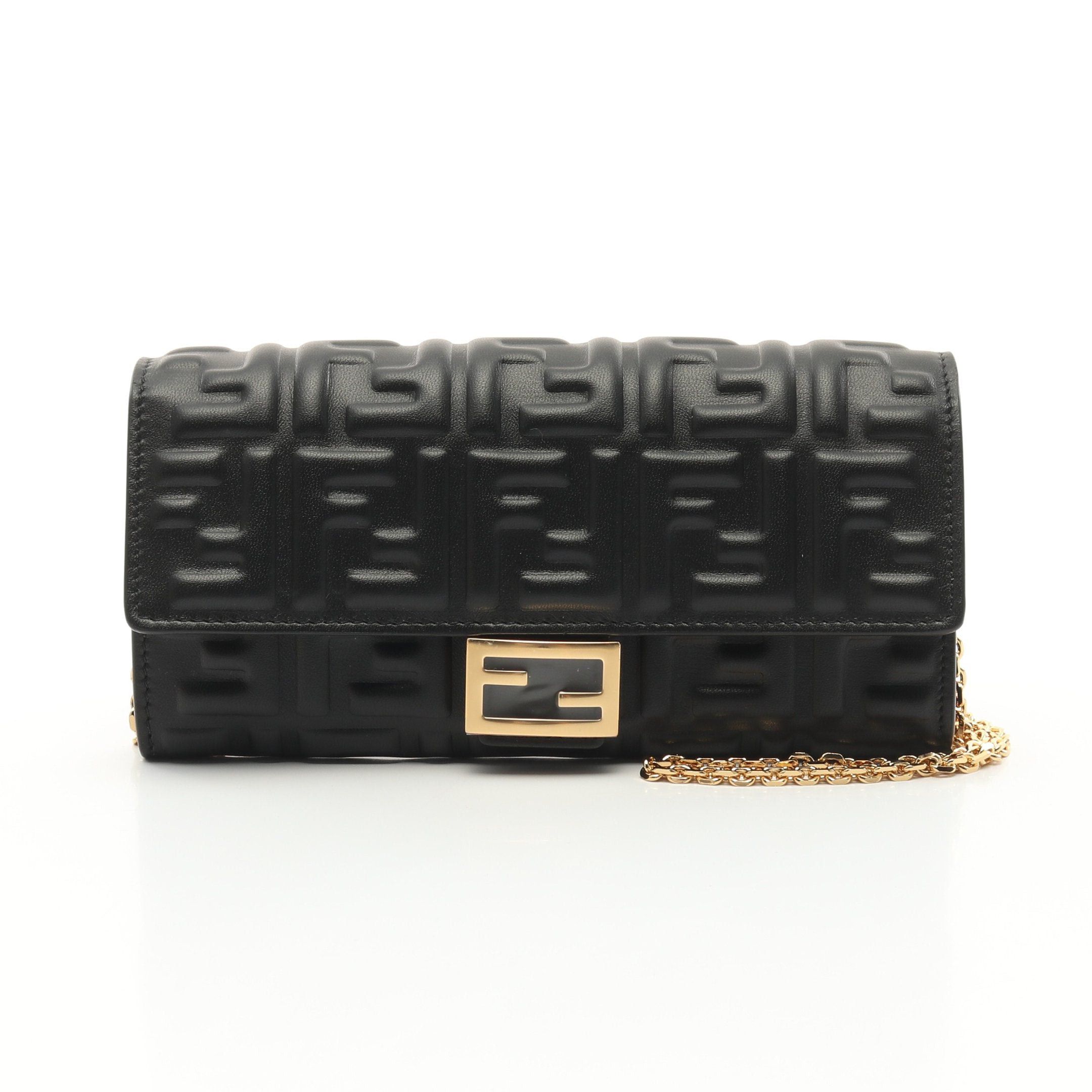 Fendi Fendi Ff Logo Chain Wallet Leather Black Size ONE SIZE - 1 Thumbnail