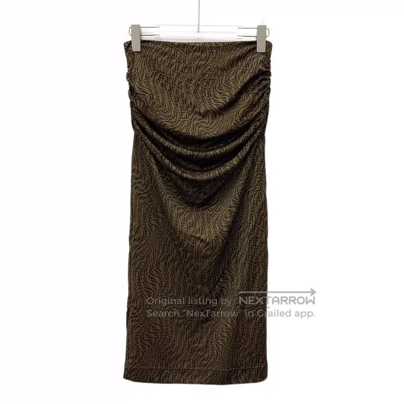 Fendi Fendi Dark Brown Logo Letter Full-Print Zipper Bustier Dre Size XS / US 0-2 / IT 36-38 - 2 Thumbnail