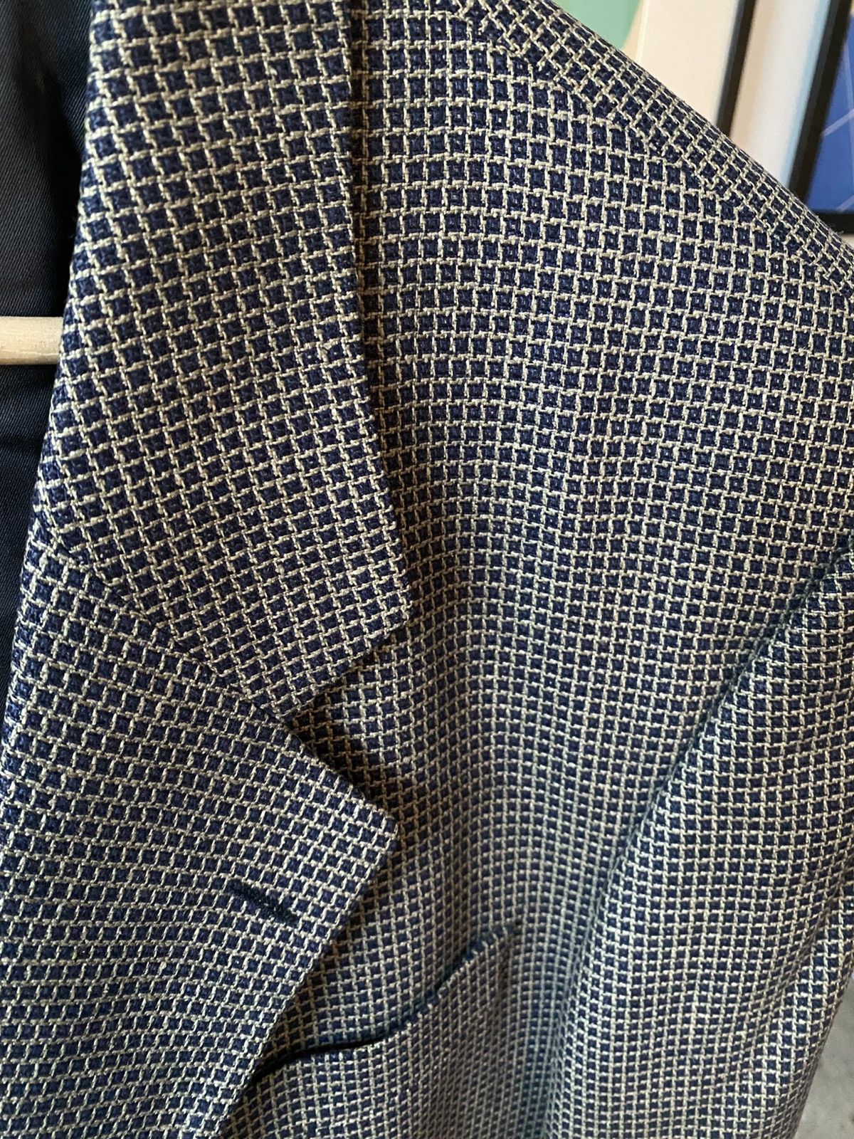 Holt Renfrew Holt Renfrew 100% Silk VTG Blazer Suit Jacket Blue/Tan 42R Size 42R - 12 Thumbnail