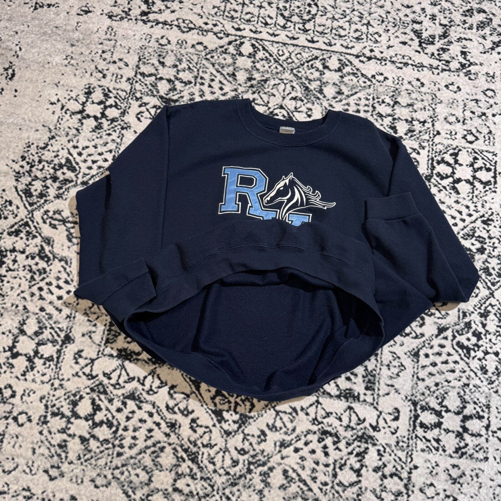Gildan × Vintage Vintage Gildan Navy Cotton Crewneck Size L Y2K 90s Horse Size US L / EU 52-54 / 3 - 8 Thumbnail