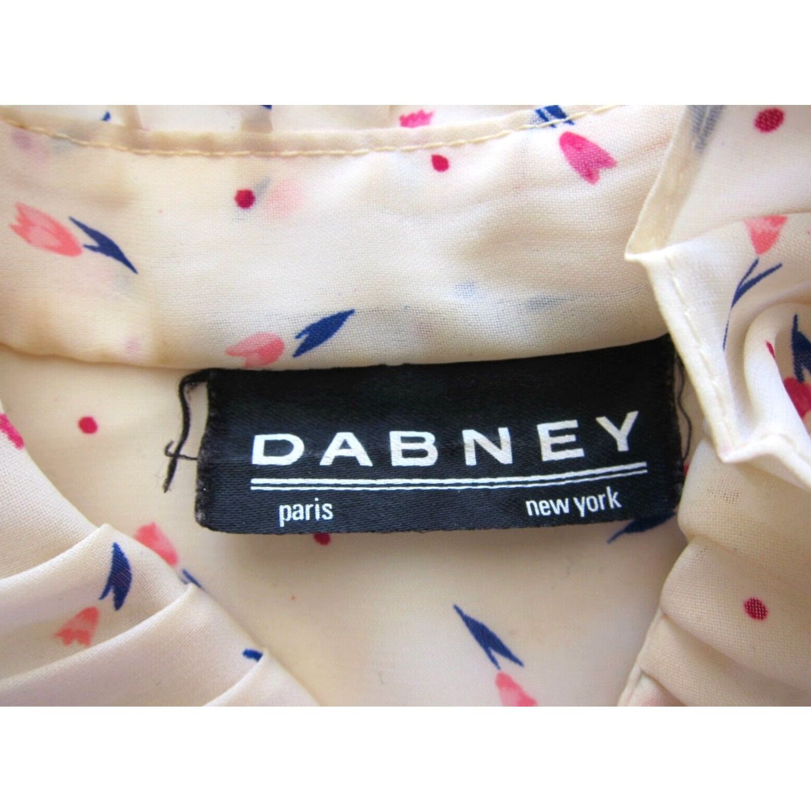 Vintage Vtg Dabney Paris New York Ivory Pink Tulip Flower 3/4 Sleeve Sheer Blouse S-M Size S / US 4 / IT 40 - 4 Thumbnail