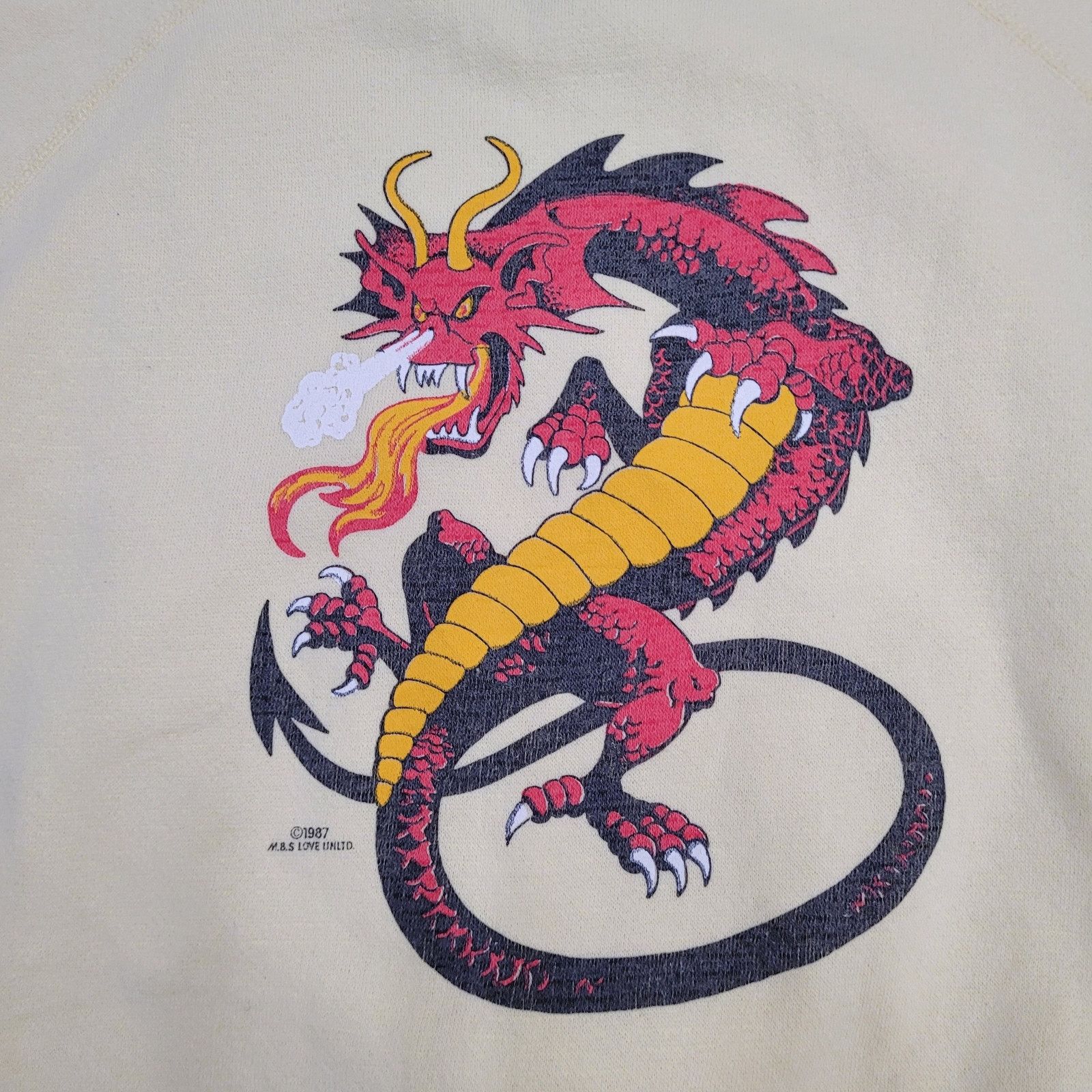 Vintage VTG 1987 Fire Breathing Dragon Sweatshirt Women M/L Crop USA Size L / US 10 / IT 46 - 9 Thumbnail