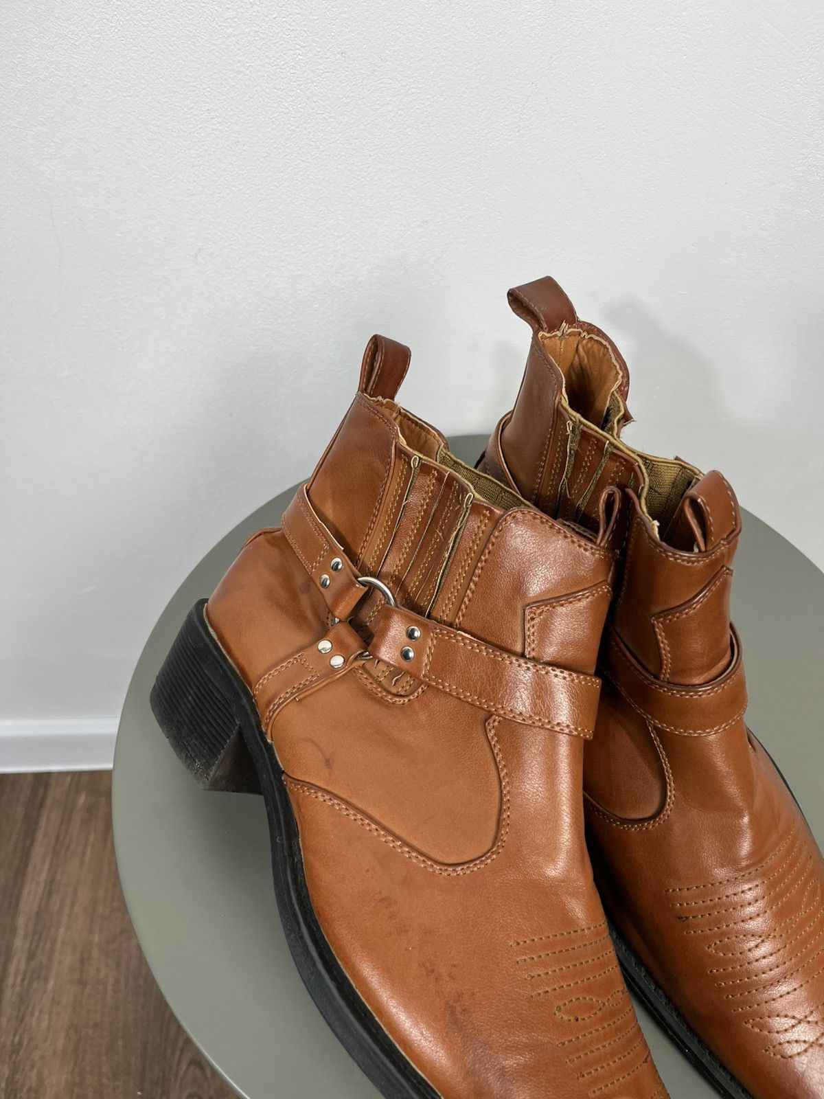 Leather Western Cowboy Leather Ankle Boots Men’s US 11 Size US 11 / EU 44 - 3 Thumbnail